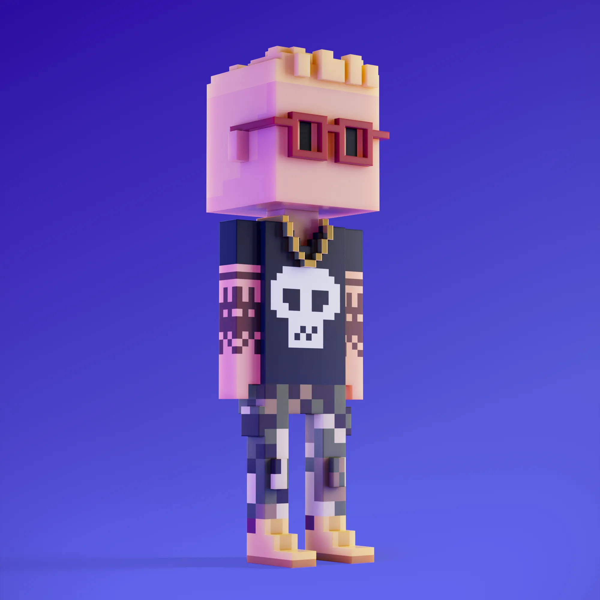 Meebits are 20,000 unique 3D voxel characters created by a custom generative algorithm.