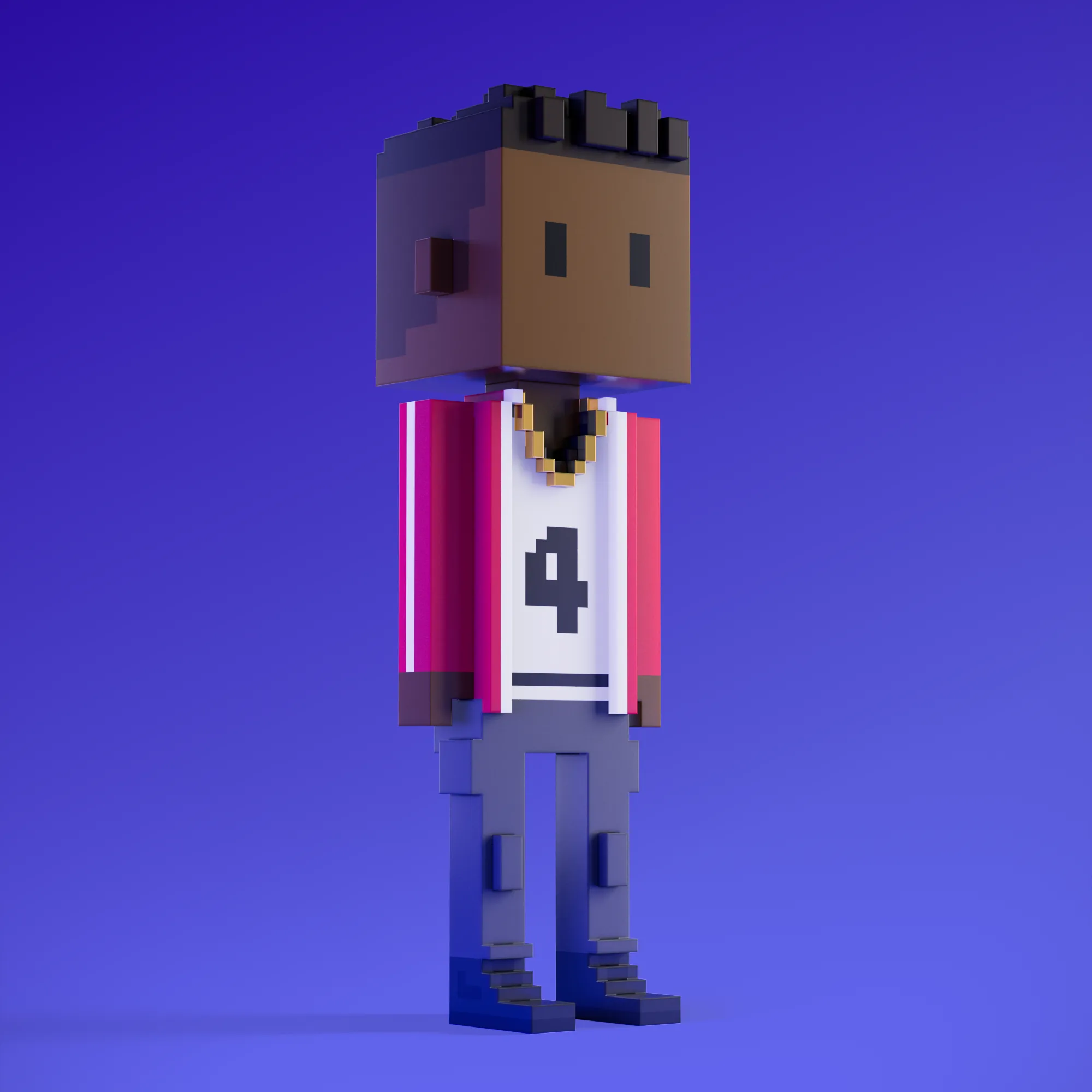 Meebits are 20,000 unique 3D voxel characters created by a custom generative algorithm.