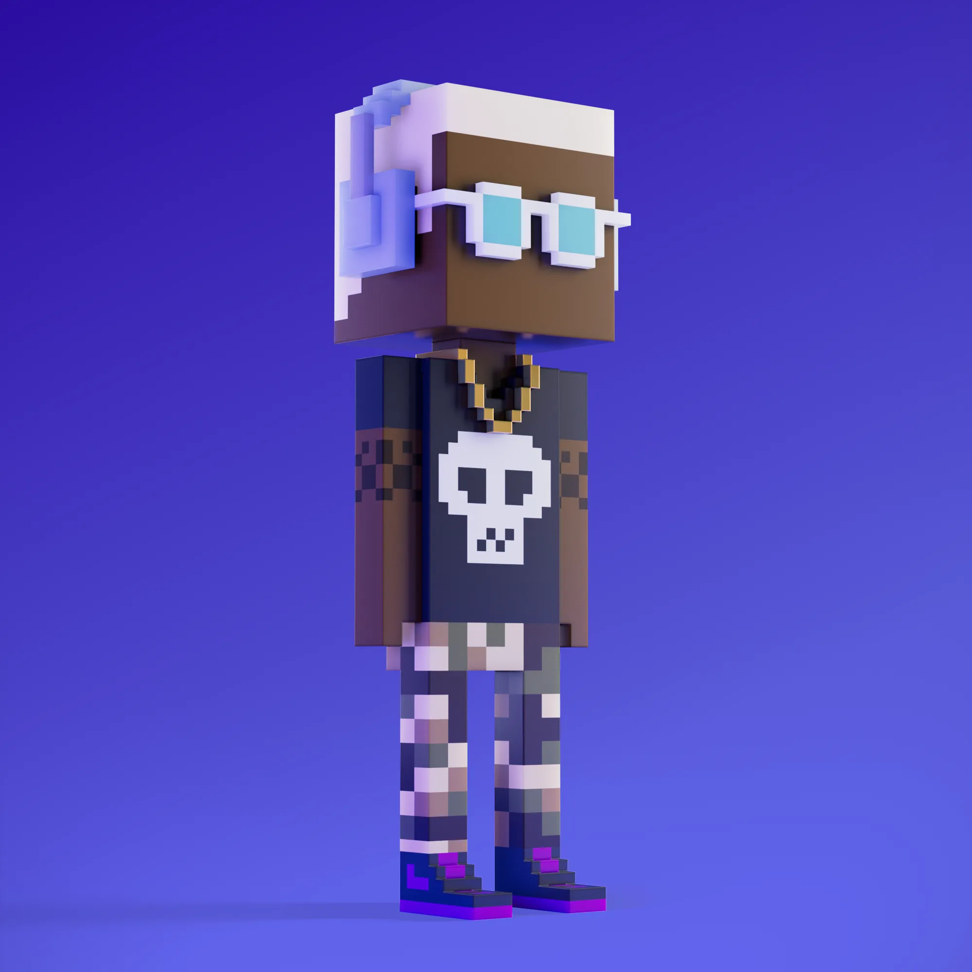 Meebits are 20,000 unique 3D voxel characters created by a custom generative algorithm.