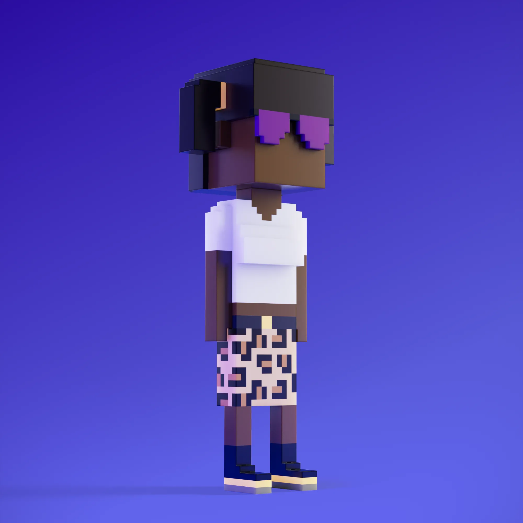 Meebits are 20,000 unique 3D voxel characters created by a custom generative algorithm.