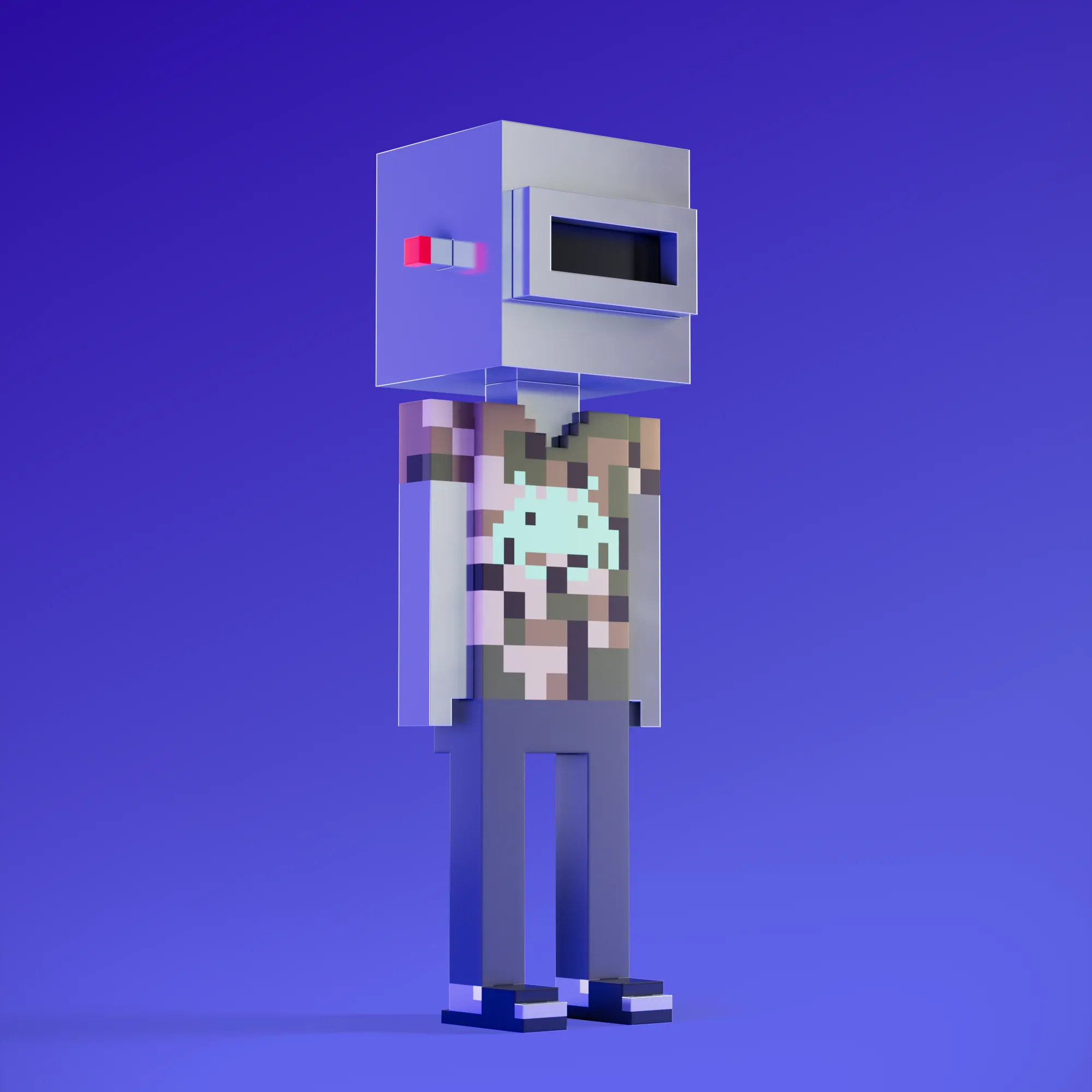 Meebits are 20,000 unique 3D voxel characters created by a custom generative algorithm.