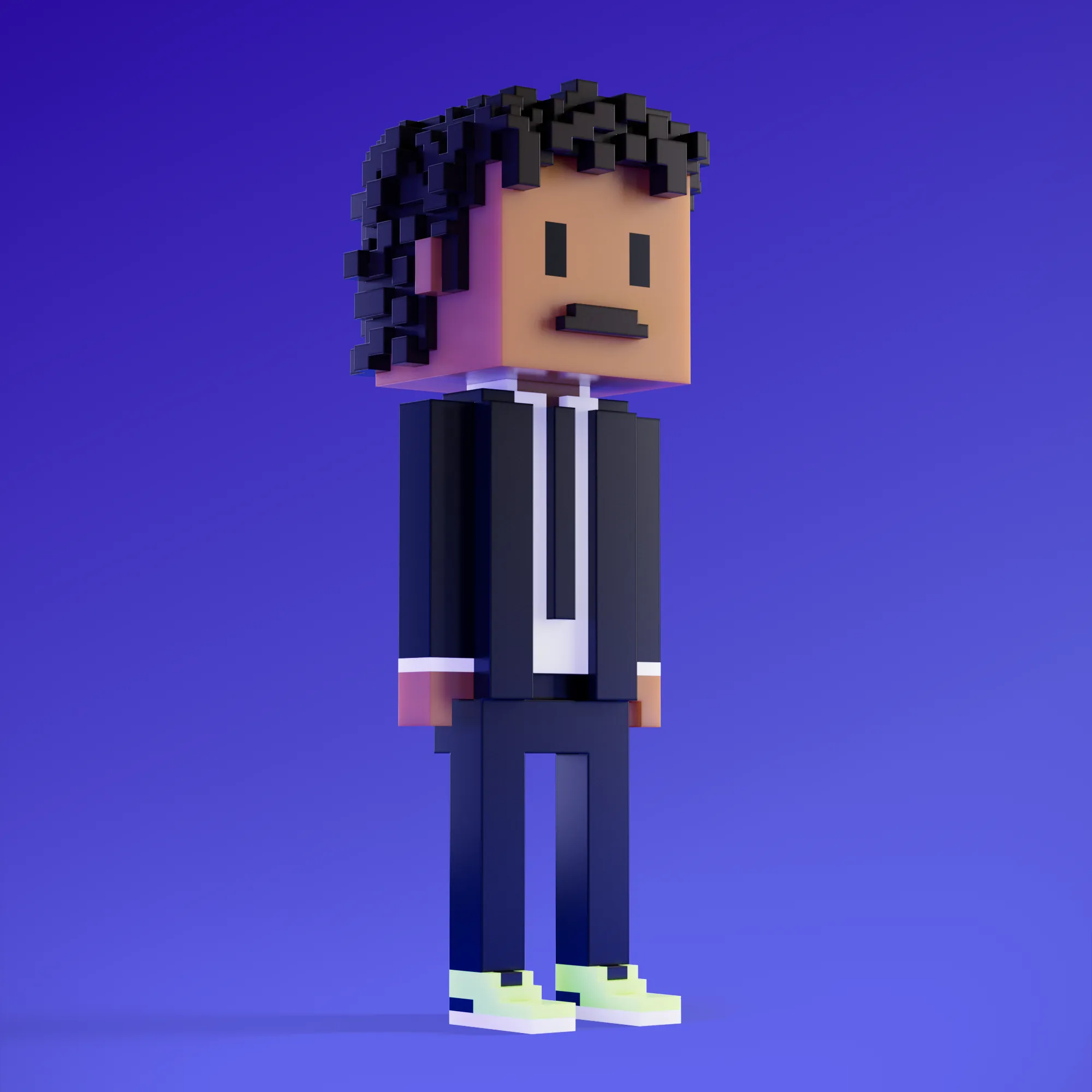 Meebits are 20,000 unique 3D voxel characters created by a custom generative algorithm.