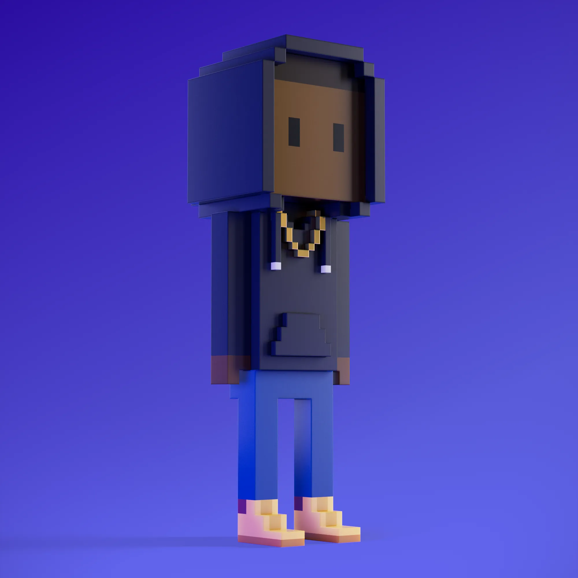 Meebits are 20,000 unique 3D voxel characters created by a custom generative algorithm.