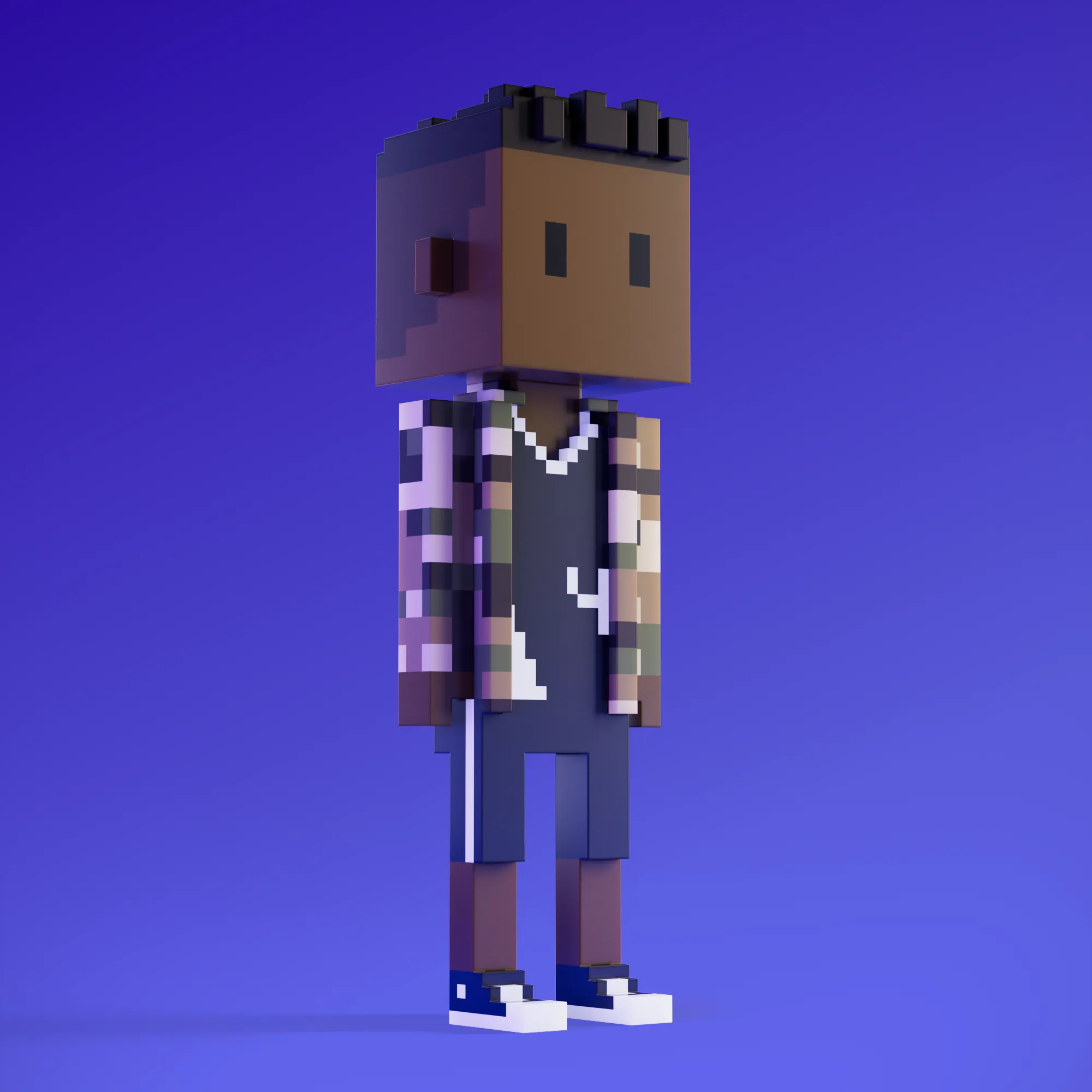Meebits are 20,000 unique 3D voxel characters created by a custom generative algorithm.