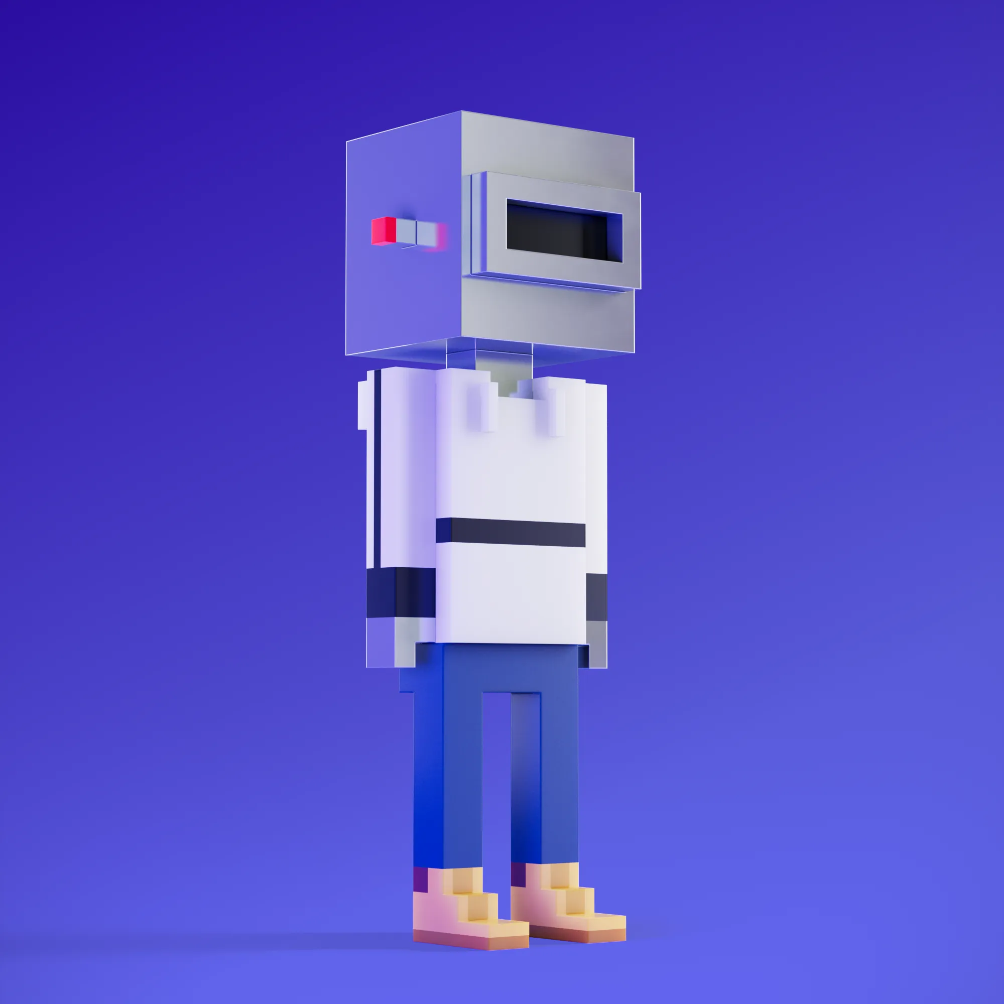 Meebits are 20,000 unique 3D voxel characters created by a custom generative algorithm.