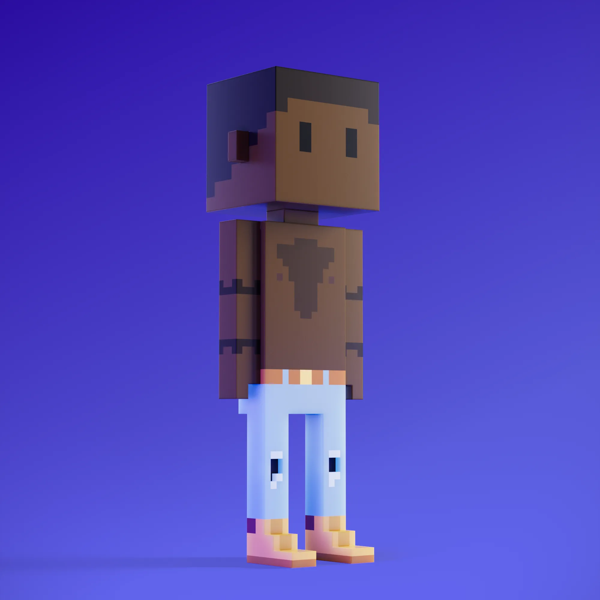 Meebits are 20,000 unique 3D voxel characters created by a custom generative algorithm.