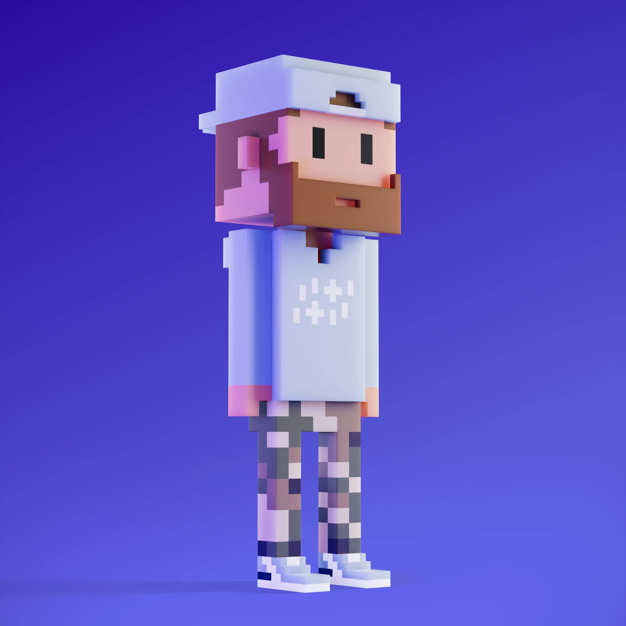 Meebits are 20,000 unique 3D voxel characters created by a custom generative algorithm.