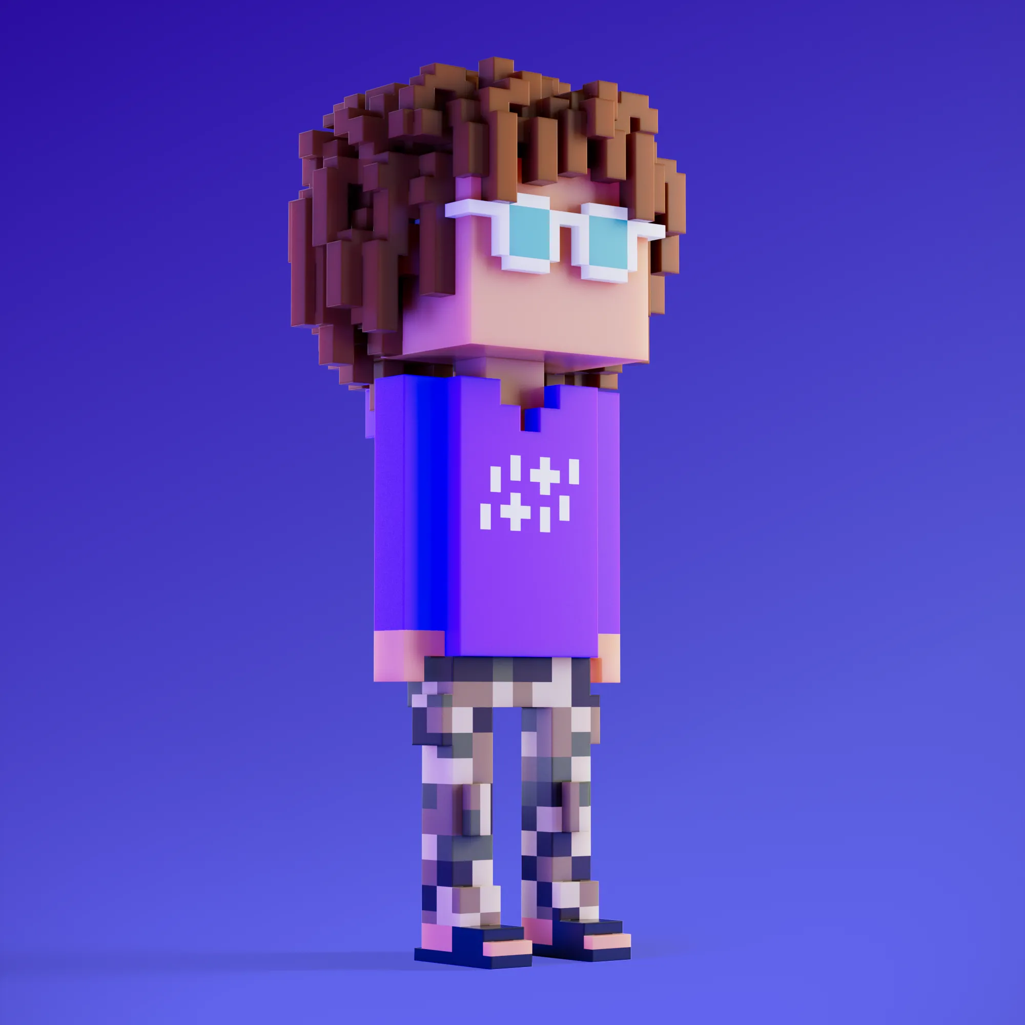 Meebits are 20,000 unique 3D voxel characters created by a custom generative algorithm.