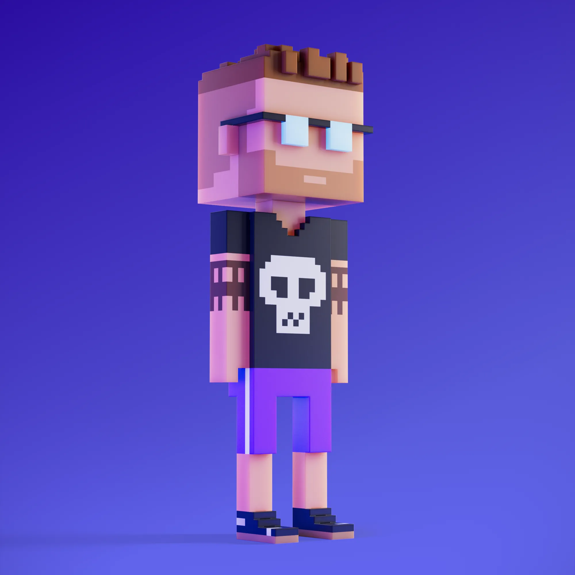 Meebits are 20,000 unique 3D voxel characters created by a custom generative algorithm.