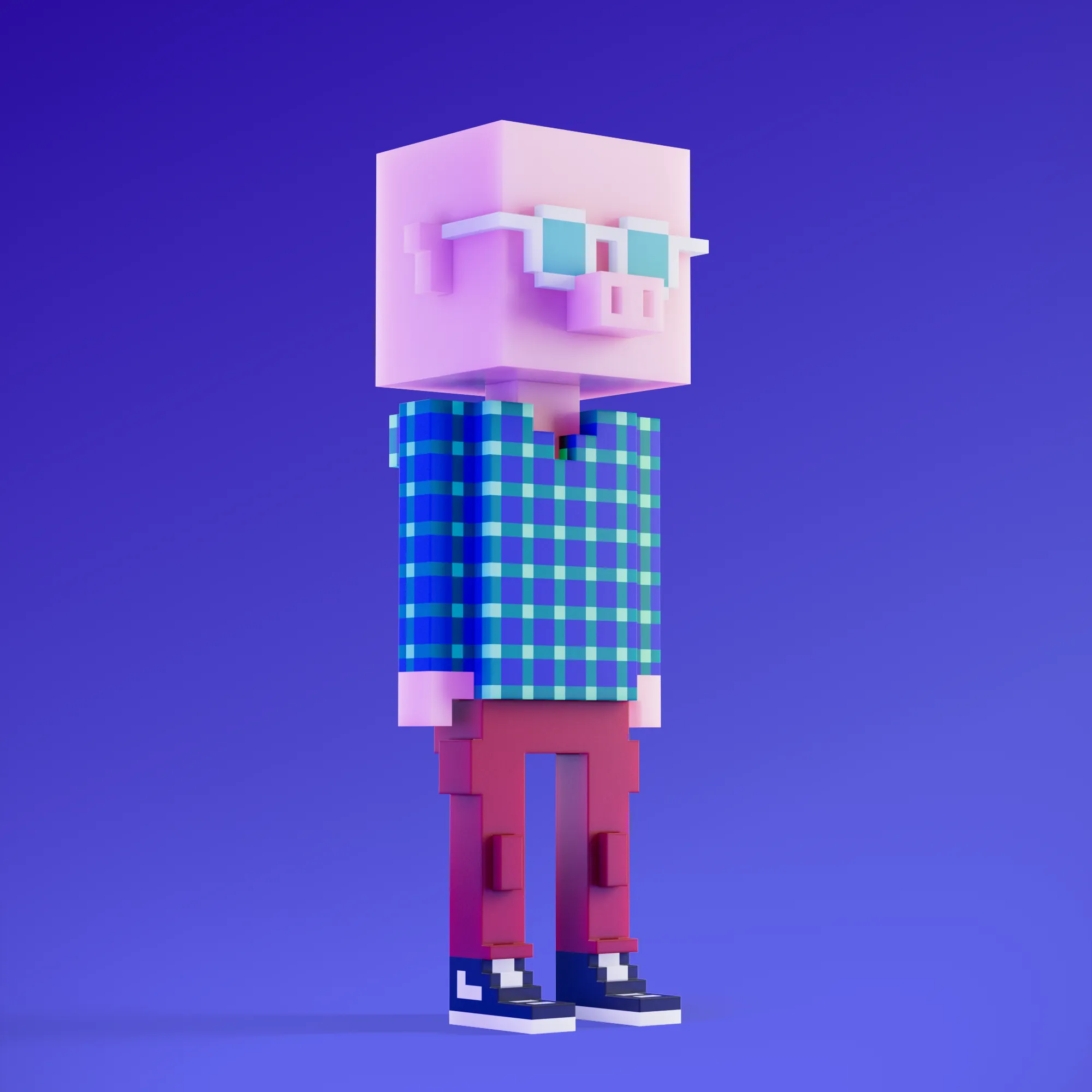 Meebits are 20,000 unique 3D voxel characters created by a custom generative algorithm.