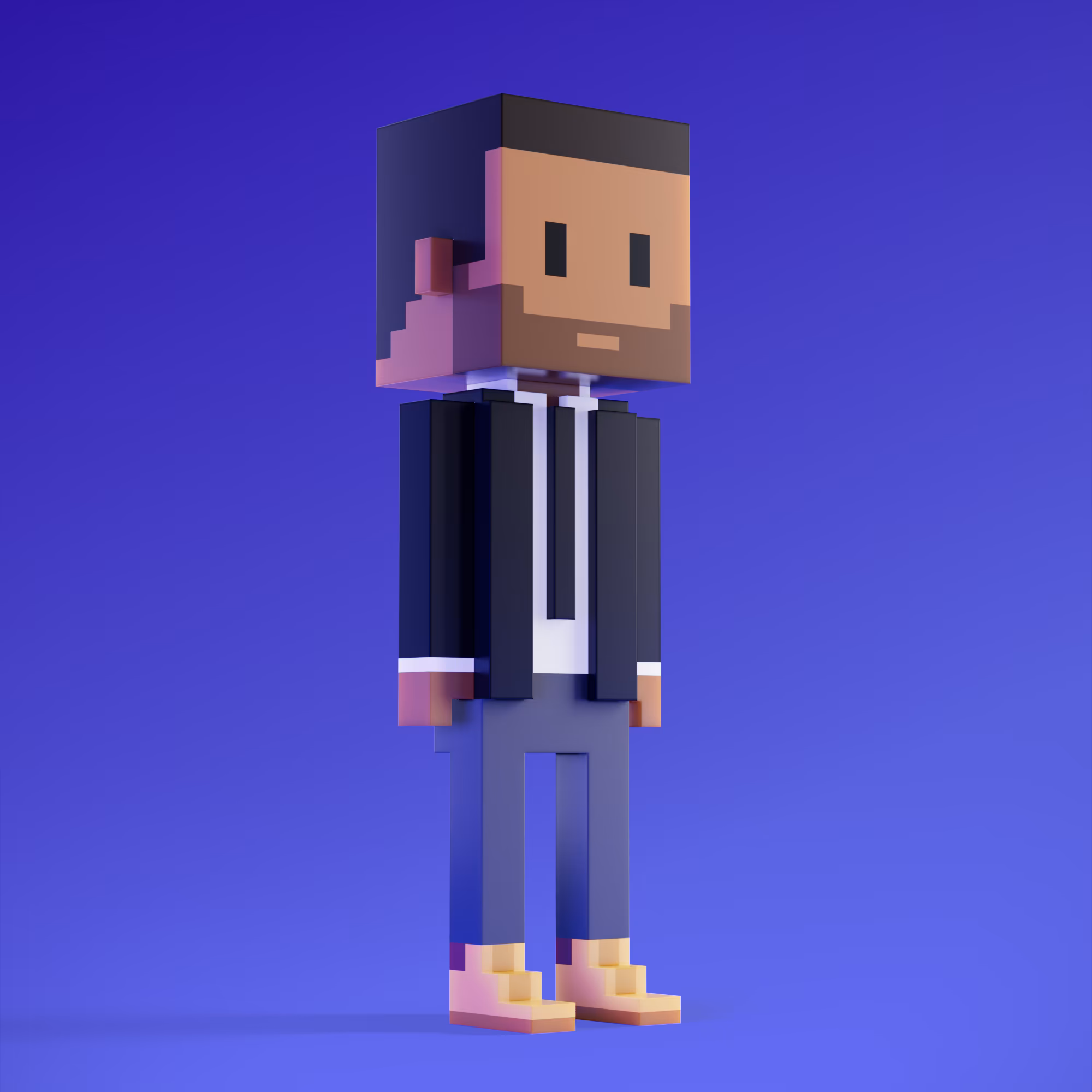 Meebits are 20,000 unique 3D voxel characters created by a custom generative algorithm.