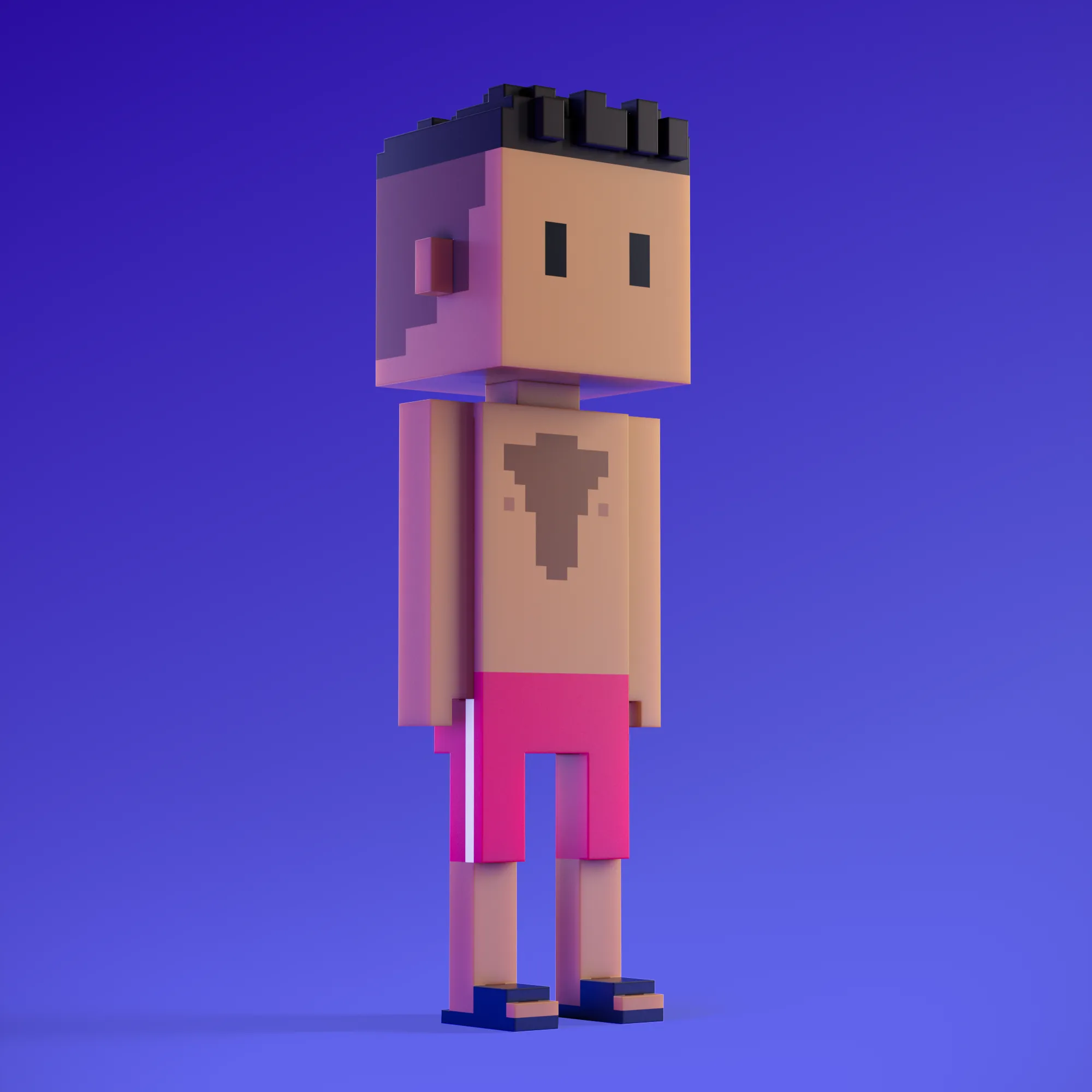 Meebits are 20,000 unique 3D voxel characters created by a custom generative algorithm.