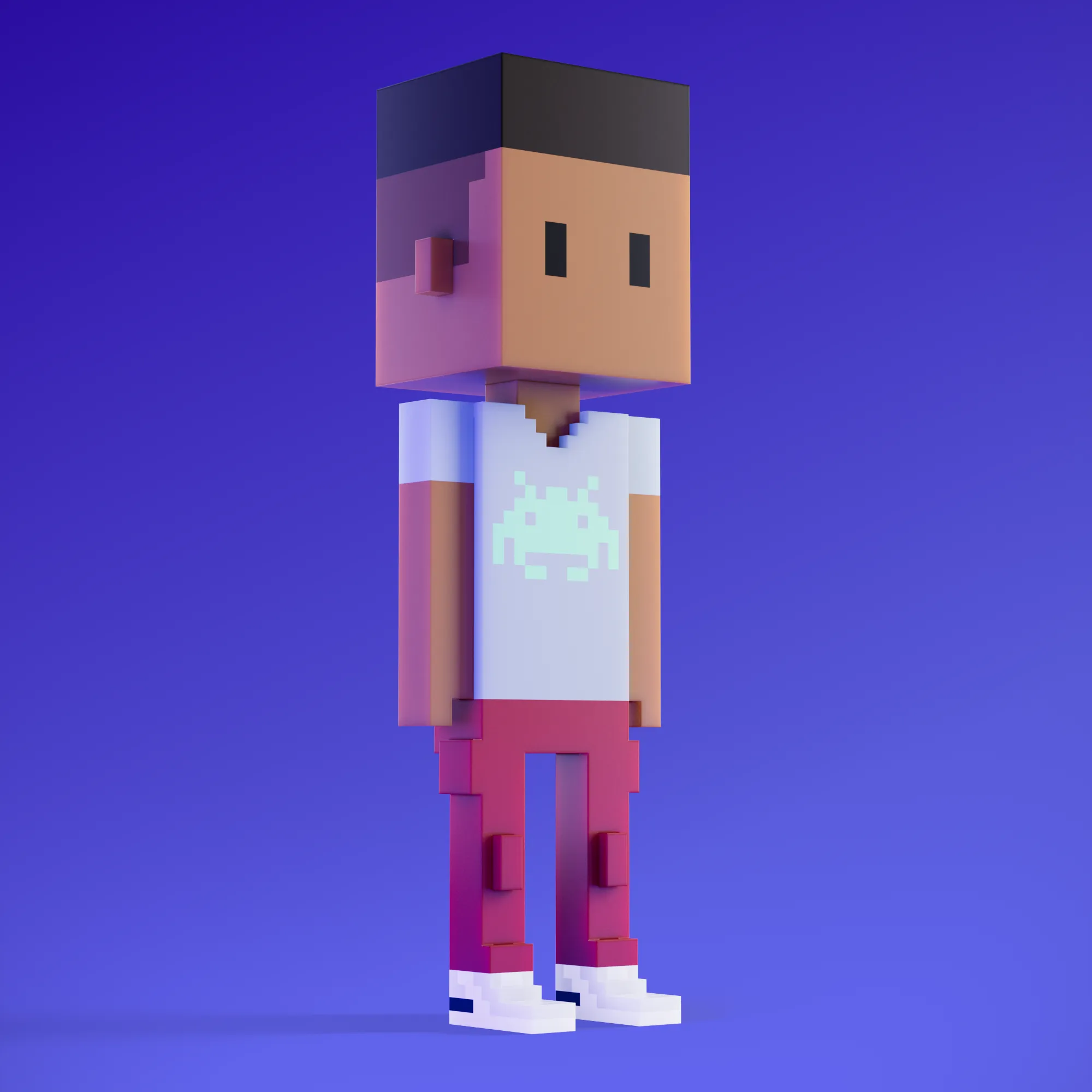 Meebits are 20,000 unique 3D voxel characters created by a custom generative algorithm.