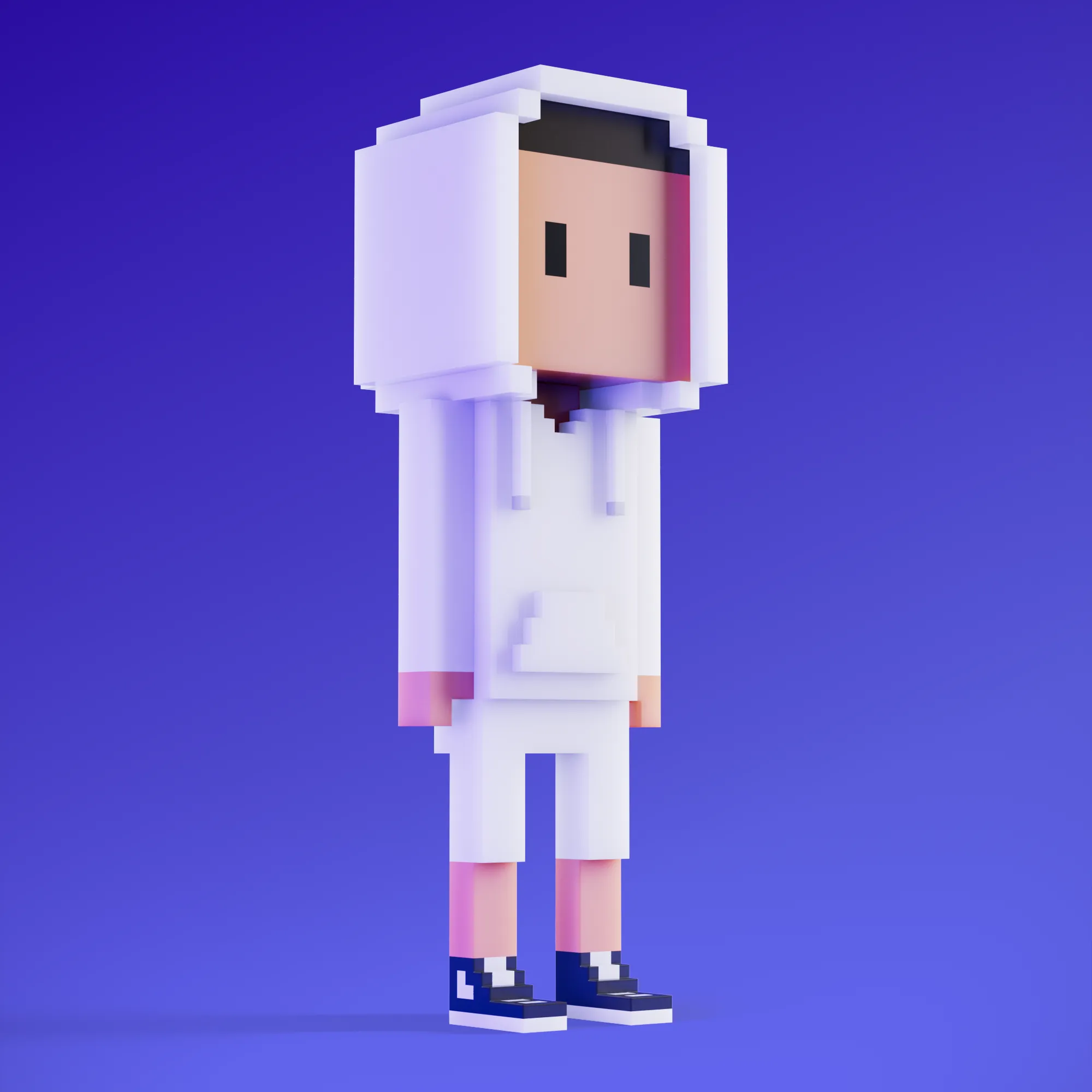 Meebits are 20,000 unique 3D voxel characters created by a custom generative algorithm.