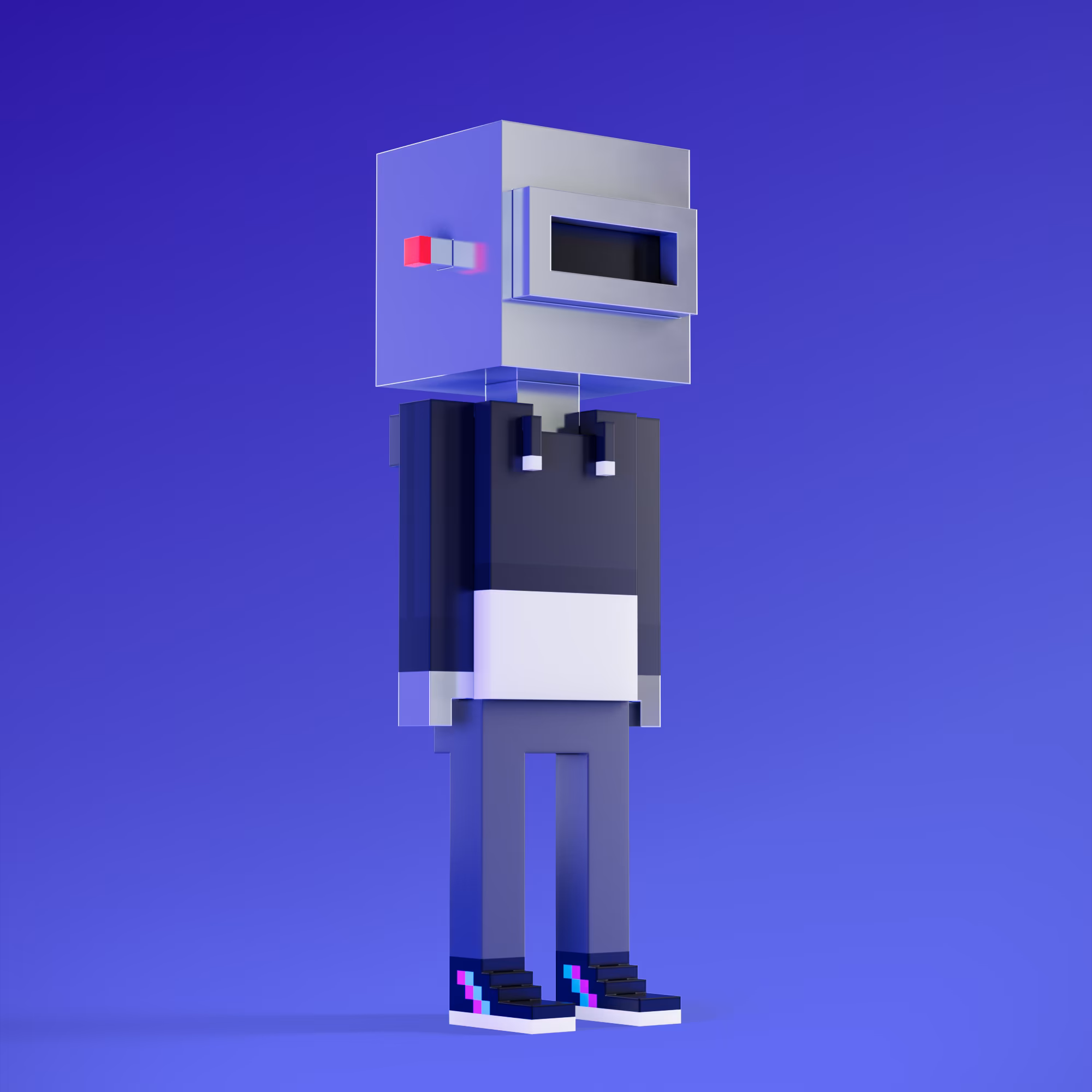 Meebits are 20,000 unique 3D voxel characters created by a custom generative algorithm.