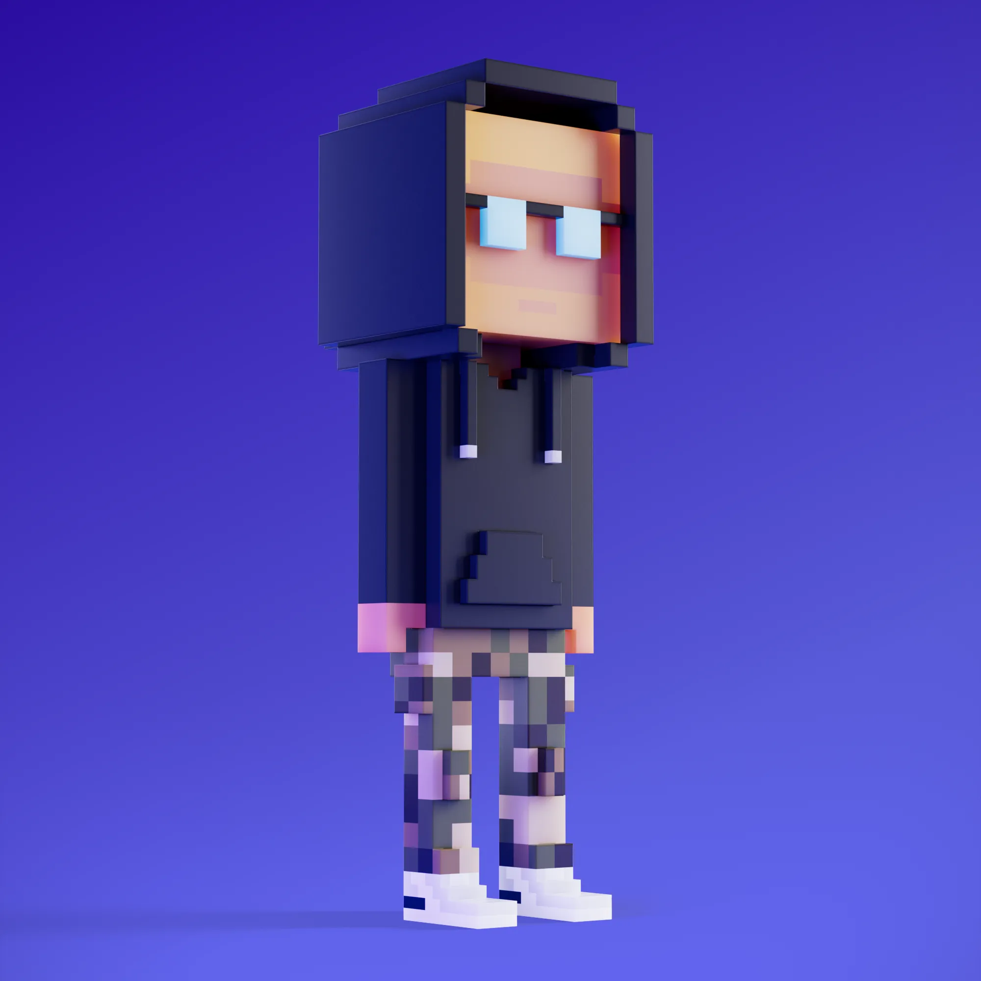 Meebits are 20,000 unique 3D voxel characters created by a custom generative algorithm.