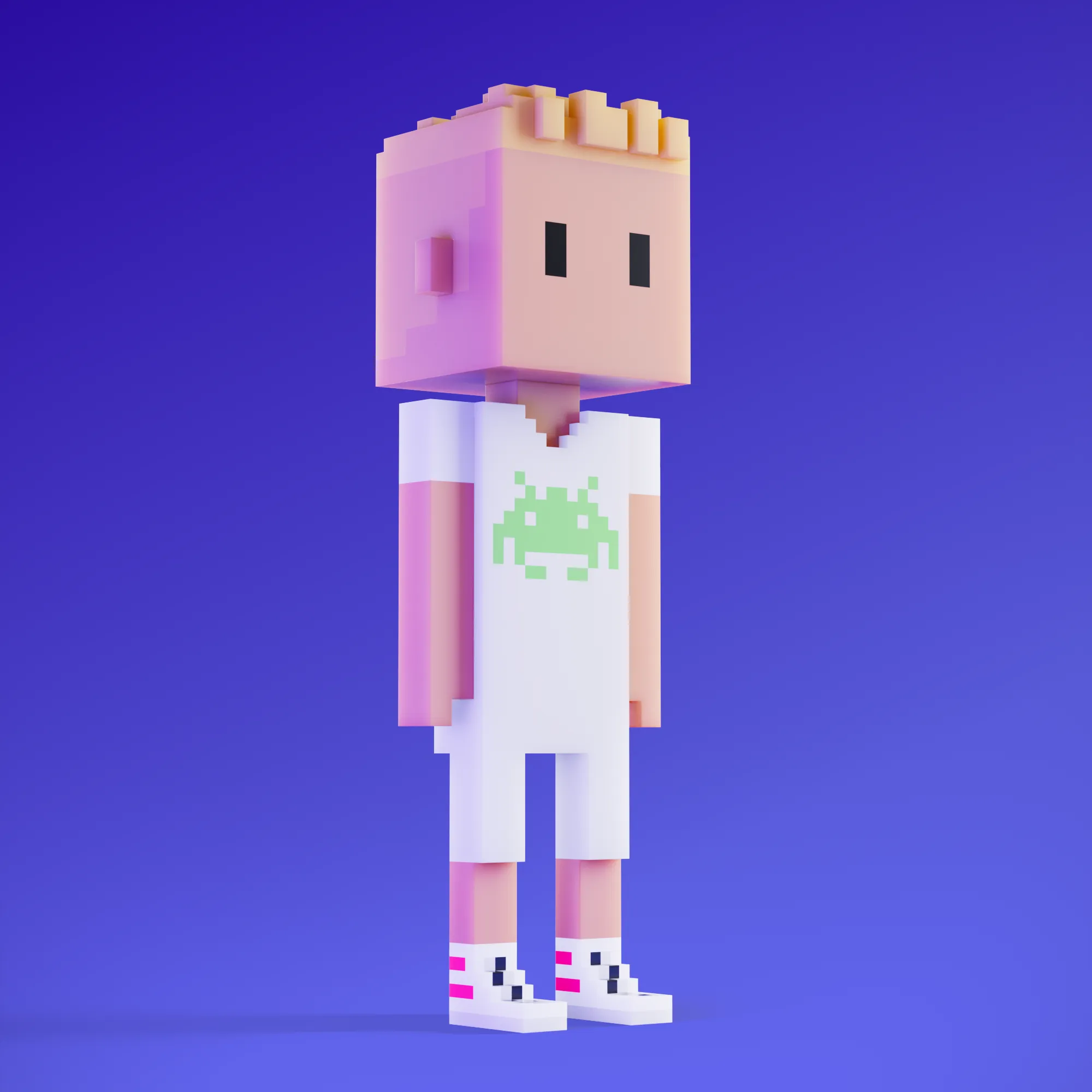 Meebits are 20,000 unique 3D voxel characters created by a custom generative algorithm.