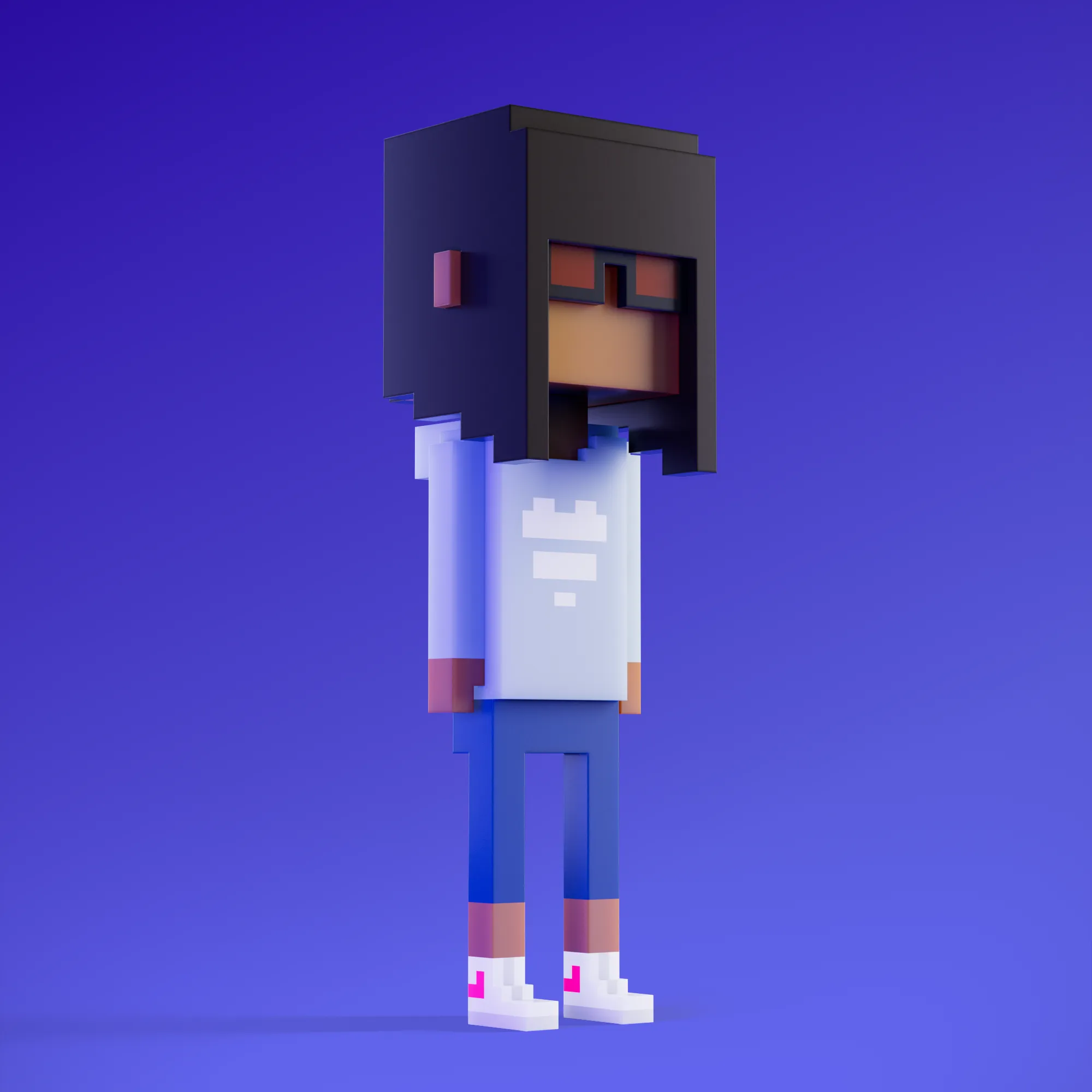 Meebits are 20,000 unique 3D voxel characters created by a custom generative algorithm.