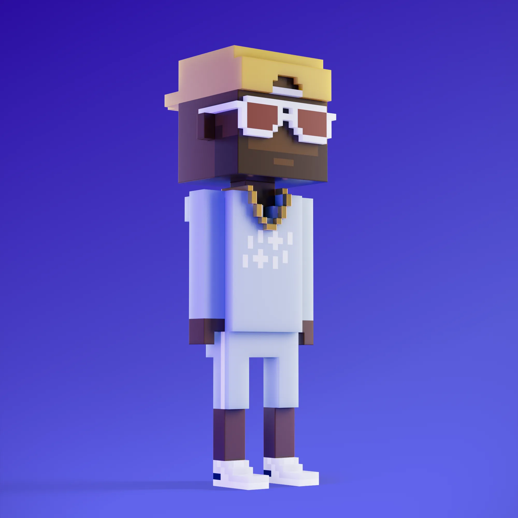 Meebits are 20,000 unique 3D voxel characters created by a custom generative algorithm.
