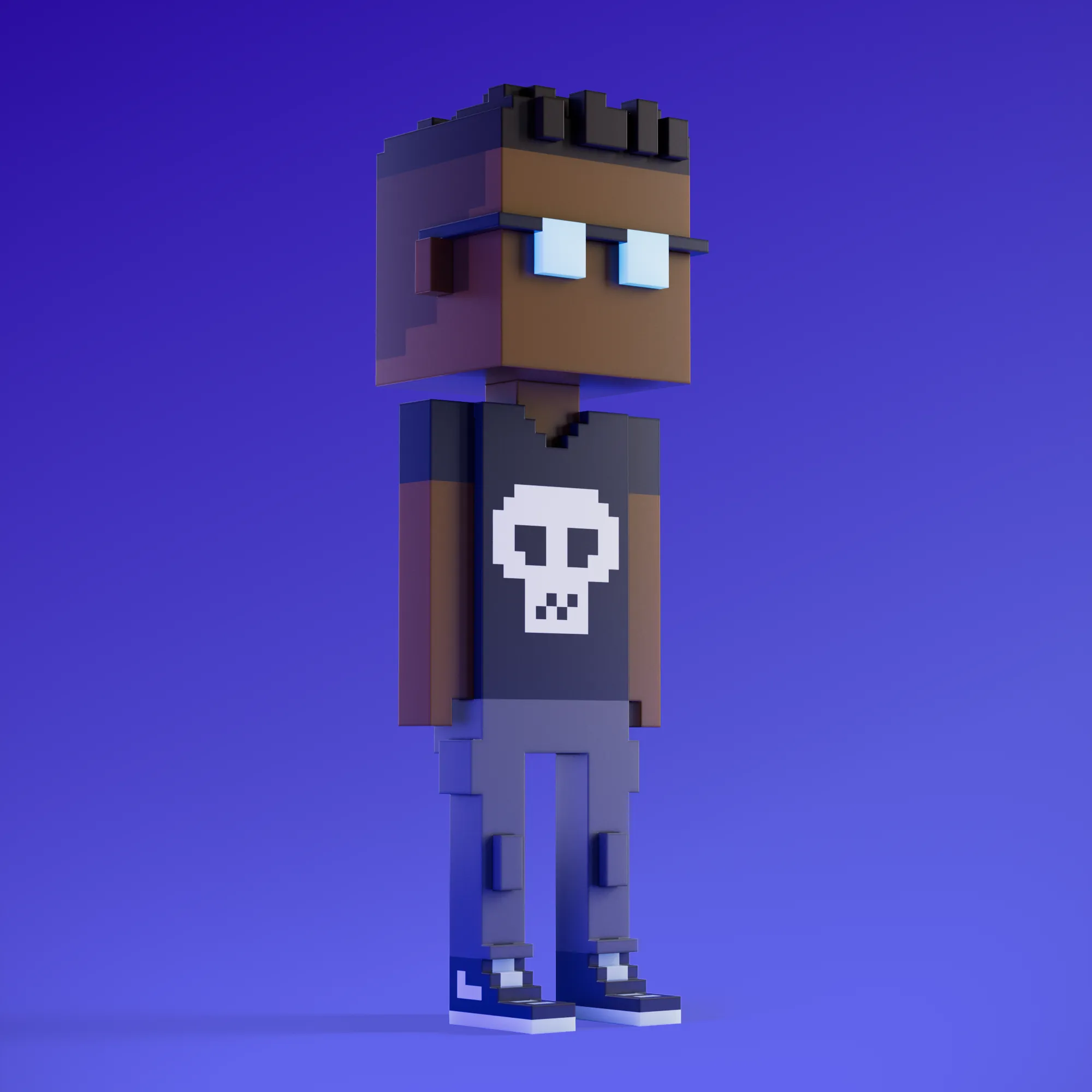Meebits are 20,000 unique 3D voxel characters created by a custom generative algorithm.