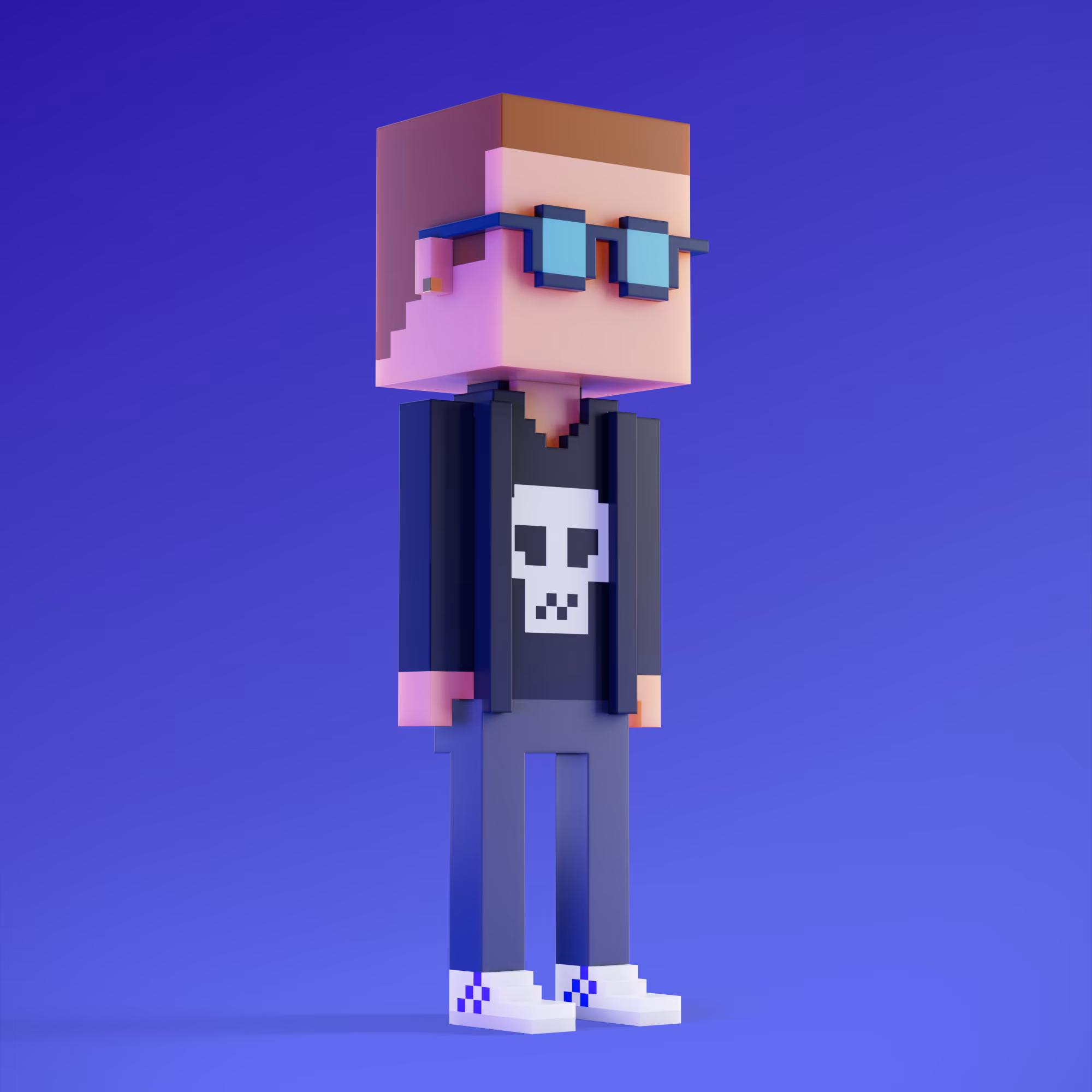Meebits are 20,000 unique 3D voxel characters created by a custom generative algorithm.