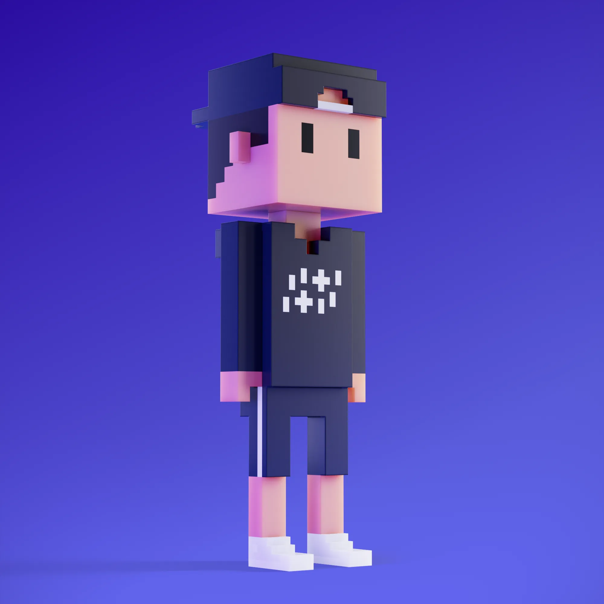Meebits are 20,000 unique 3D voxel characters created by a custom generative algorithm.