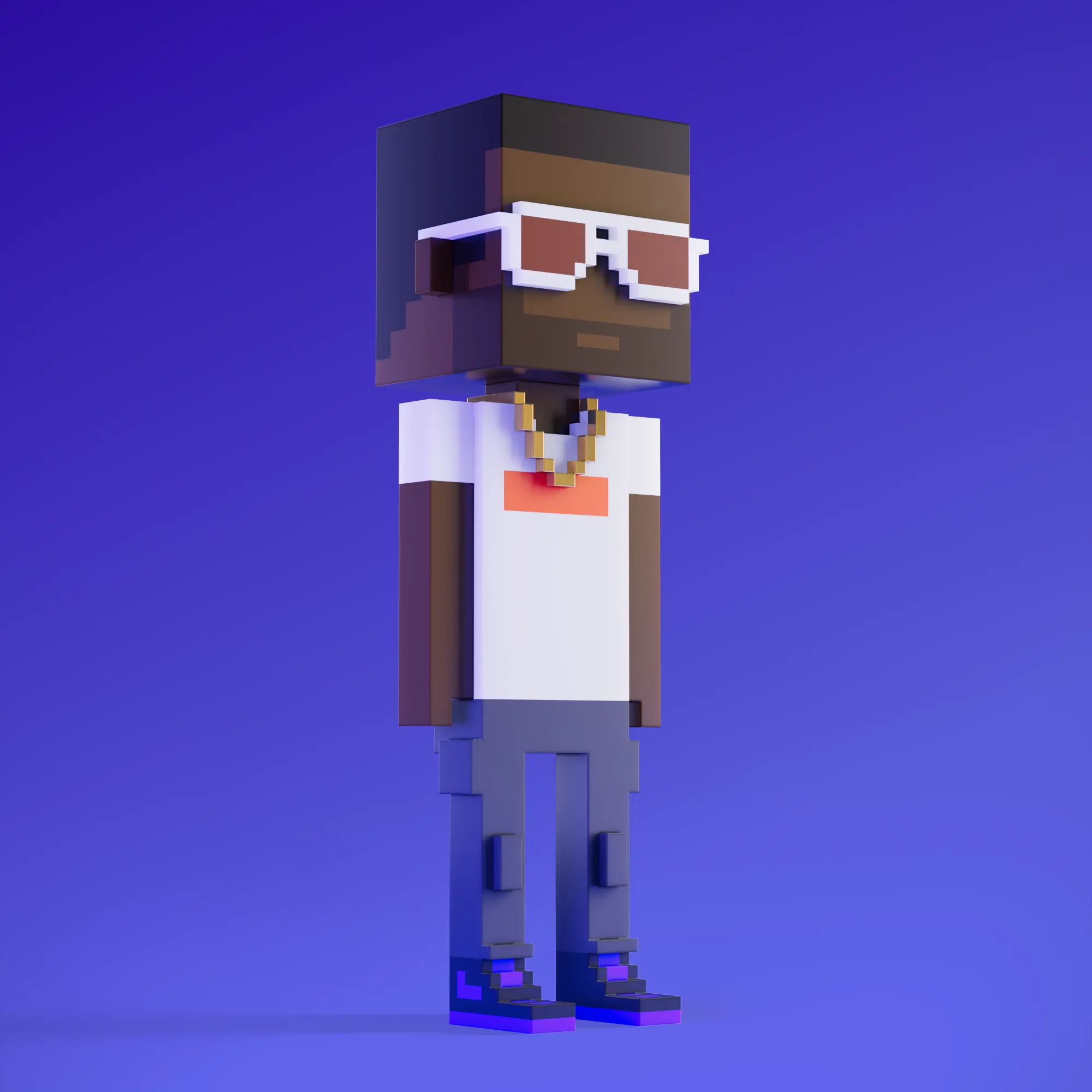 Meebits are 20,000 unique 3D voxel characters created by a custom generative algorithm.