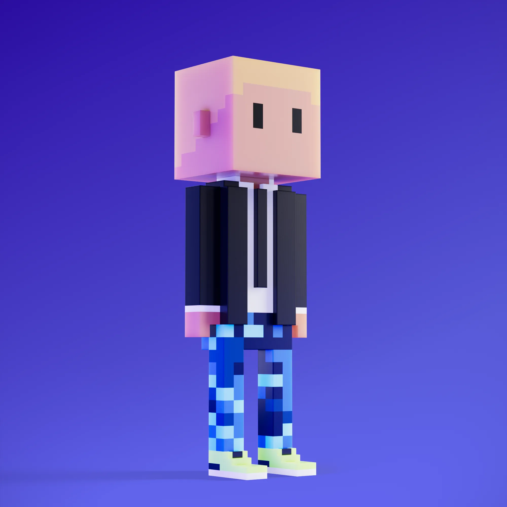 Meebits are 20,000 unique 3D voxel characters created by a custom generative algorithm.