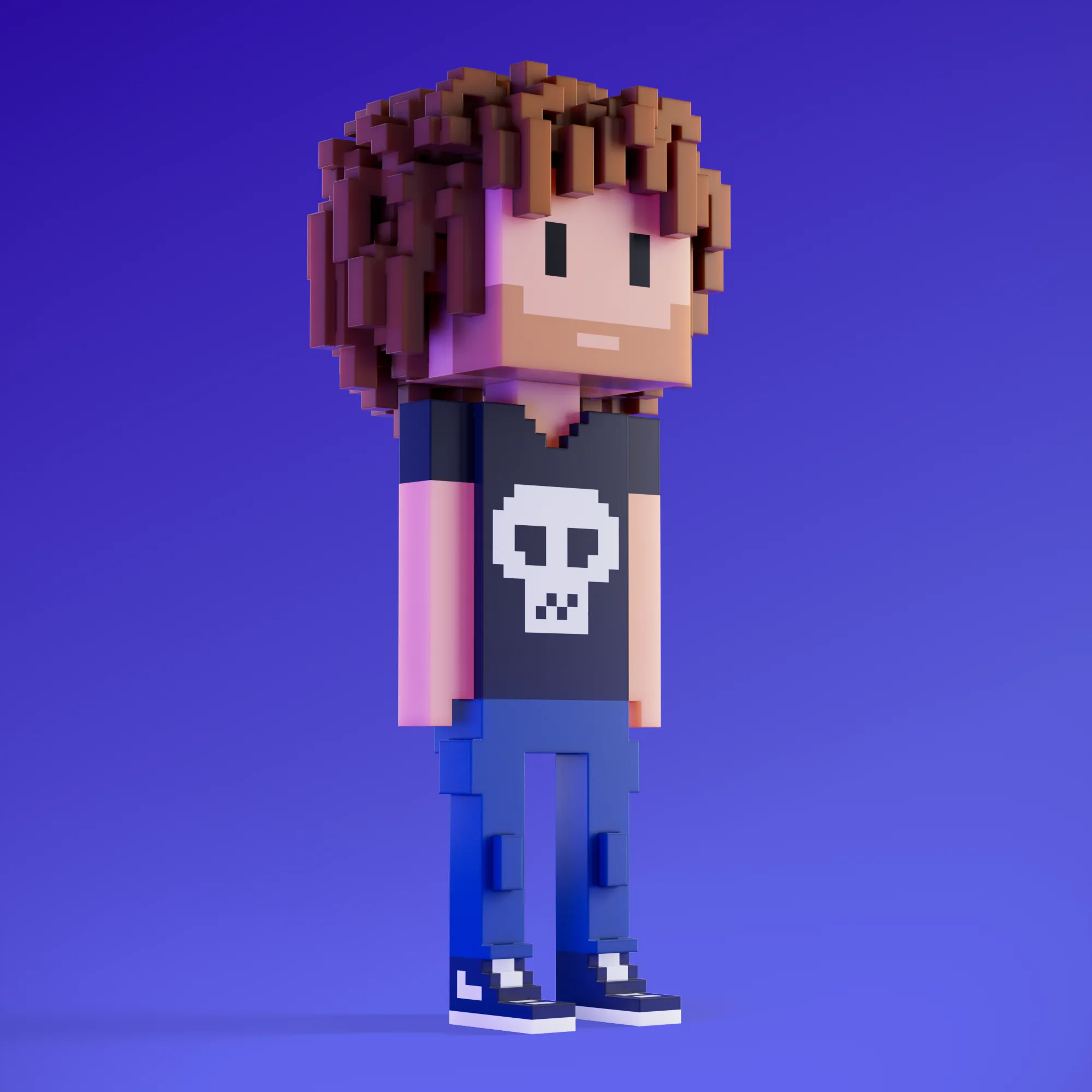 Meebits are 20,000 unique 3D voxel characters created by a custom generative algorithm.