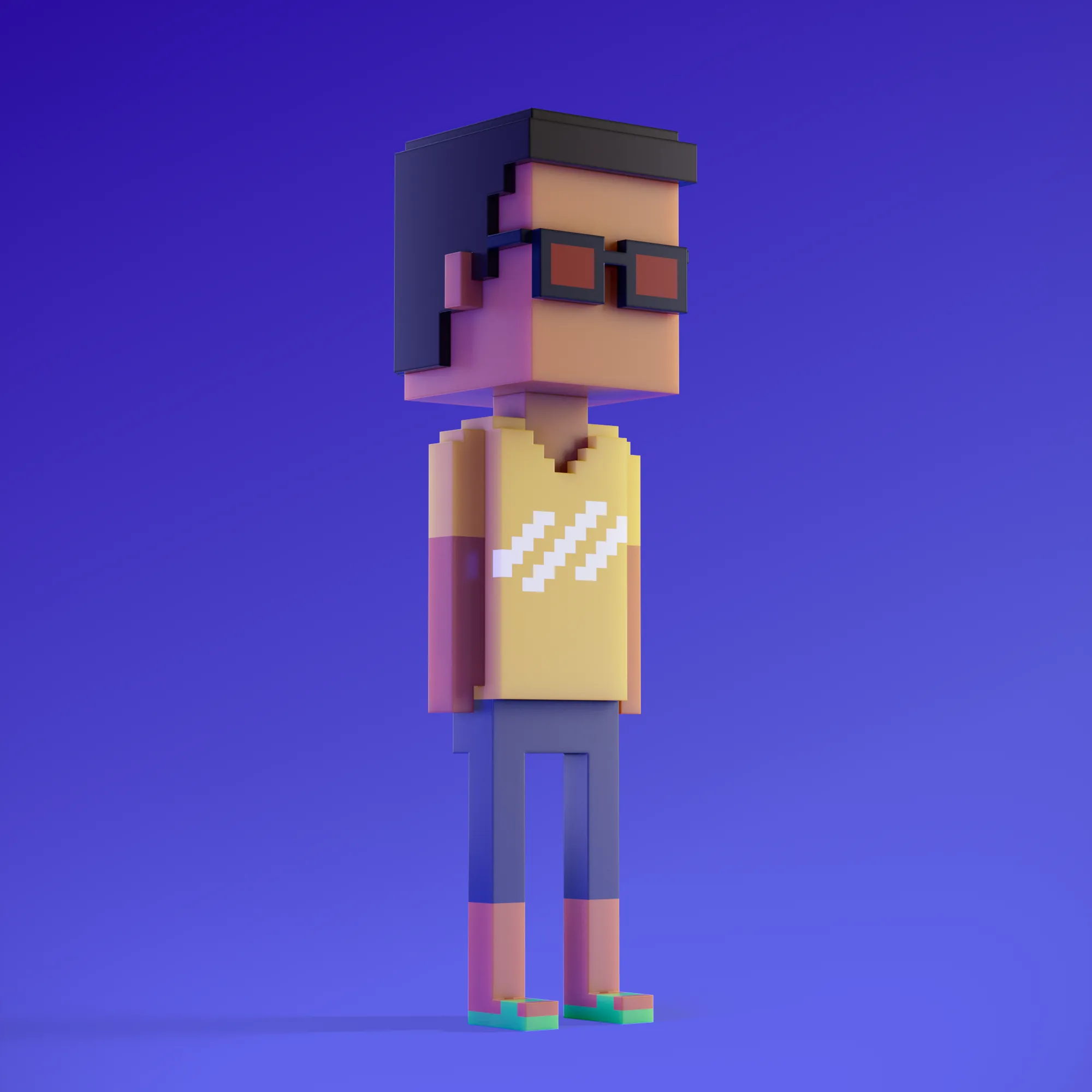 Meebits are 20,000 unique 3D voxel characters created by a custom generative algorithm.