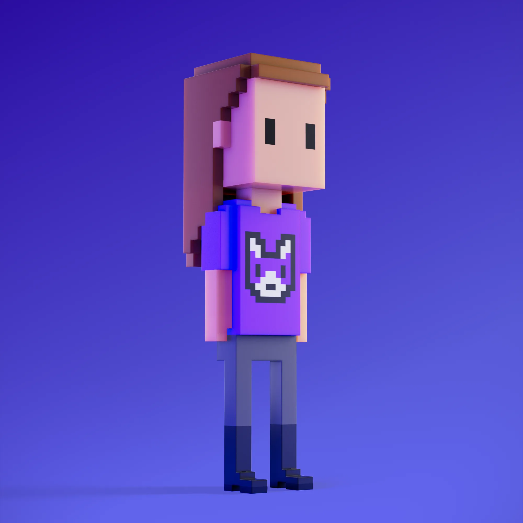 Meebits are 20,000 unique 3D voxel characters created by a custom generative algorithm.