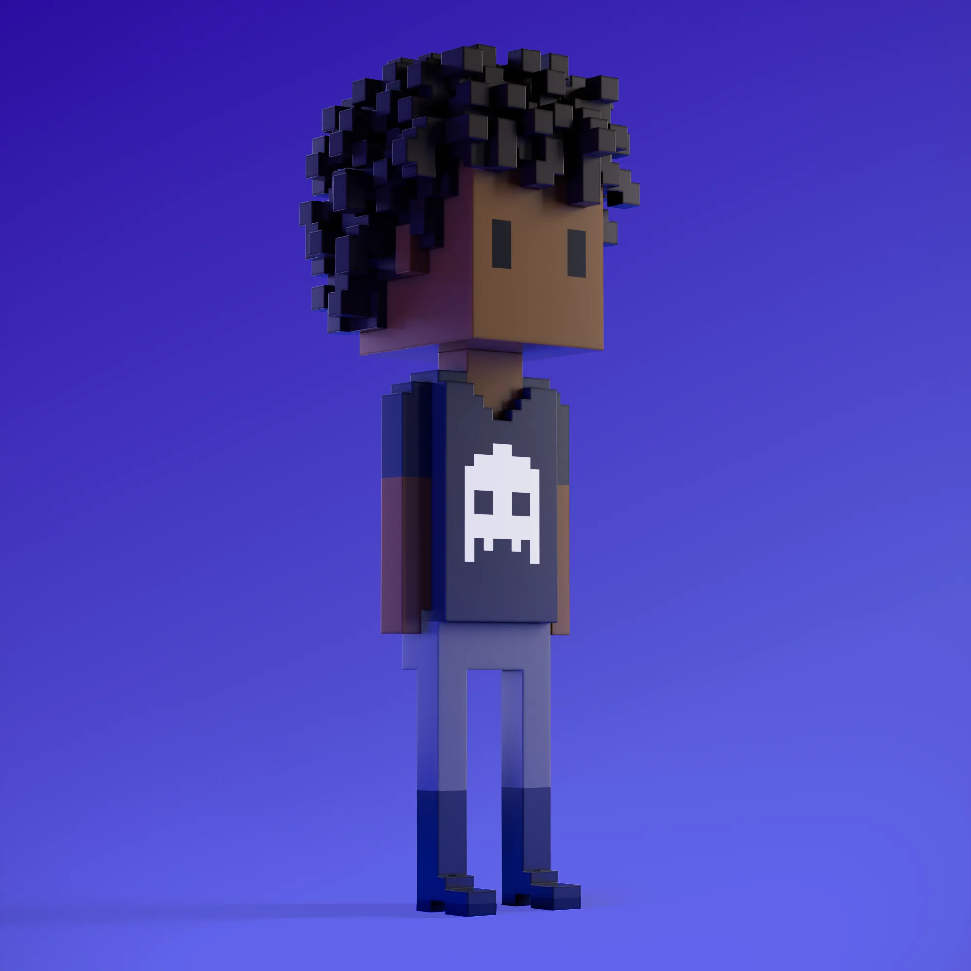 Meebits are 20,000 unique 3D voxel characters created by a custom generative algorithm.