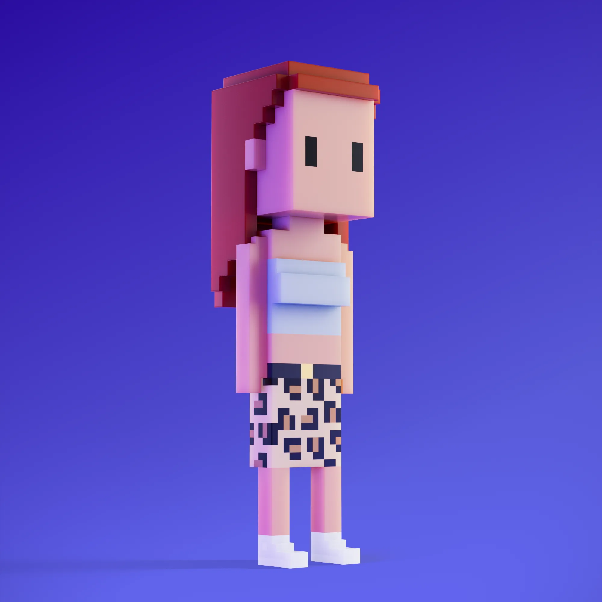 Meebits are 20,000 unique 3D voxel characters created by a custom generative algorithm.