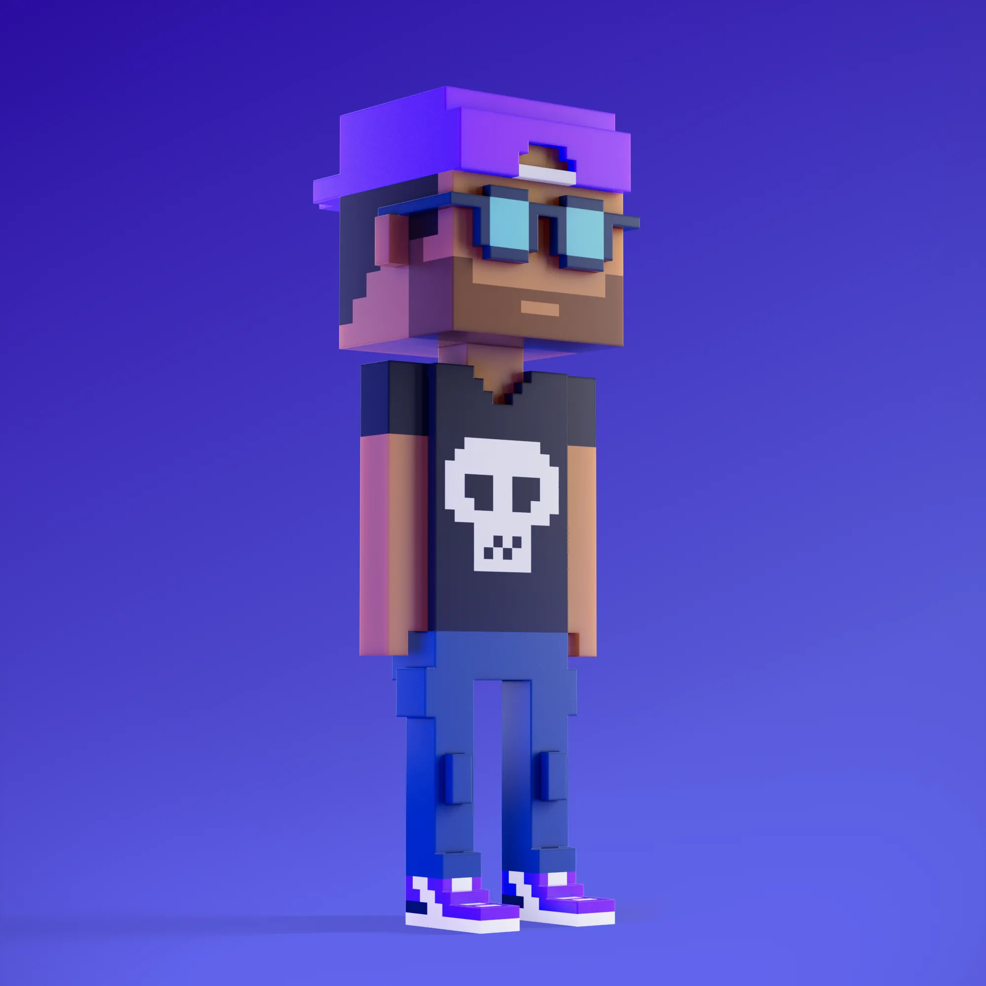Meebits are 20,000 unique 3D voxel characters created by a custom generative algorithm.