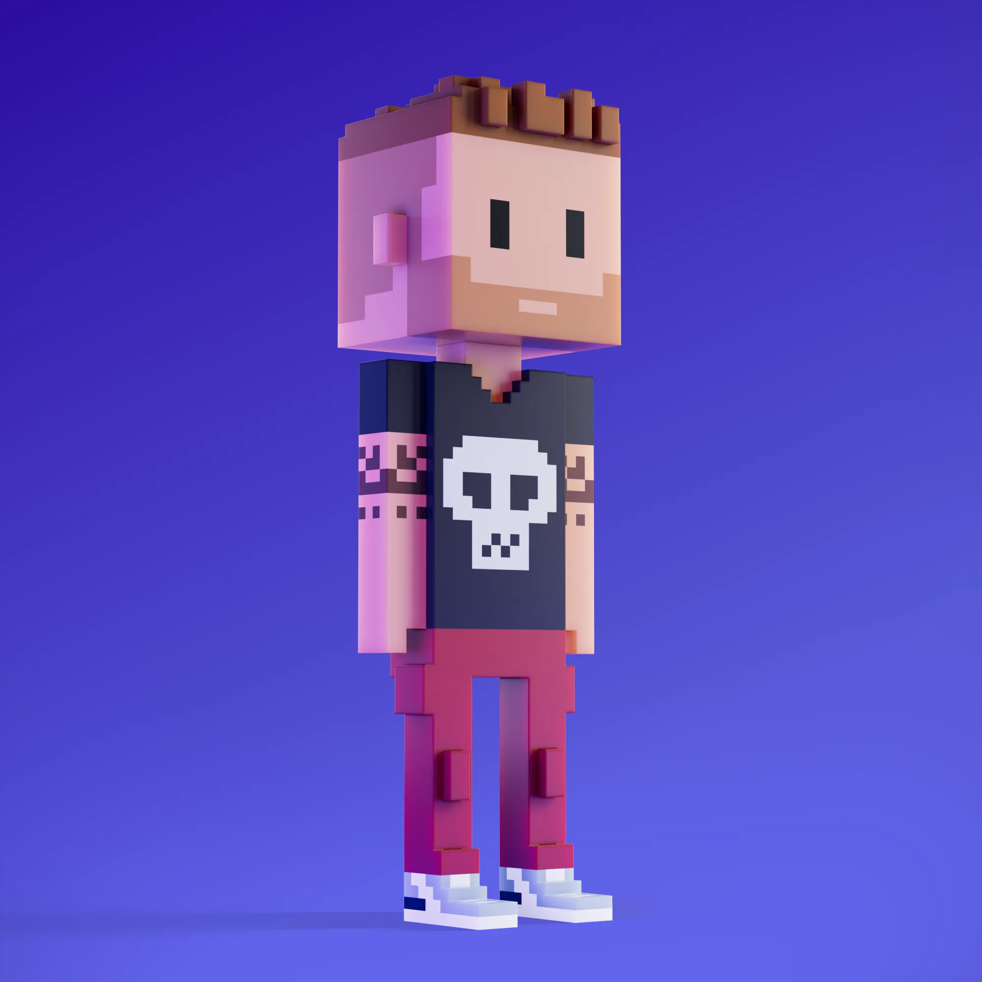 Meebits are 20,000 unique 3D voxel characters created by a custom generative algorithm.