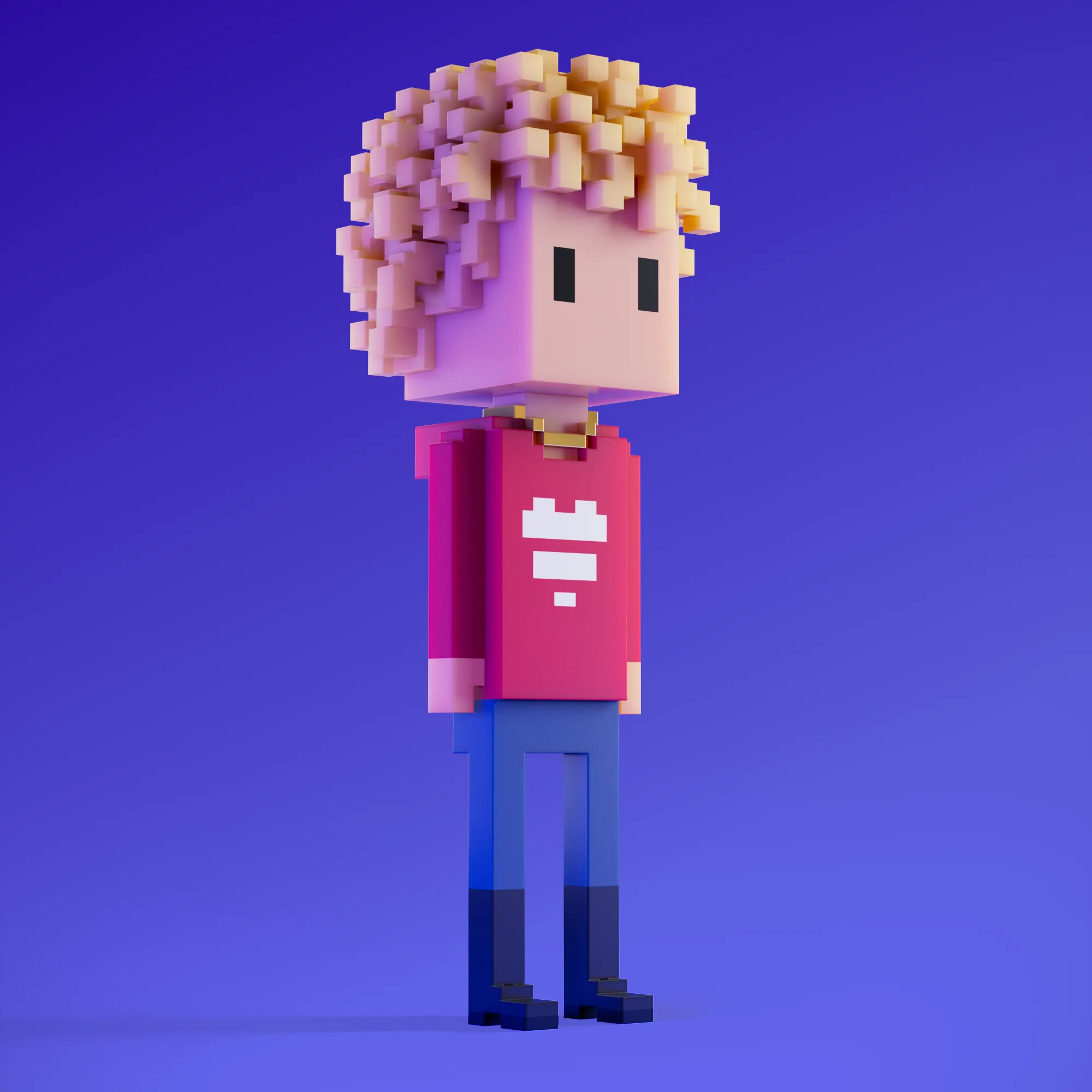 Meebits are 20,000 unique 3D voxel characters created by a custom generative algorithm.