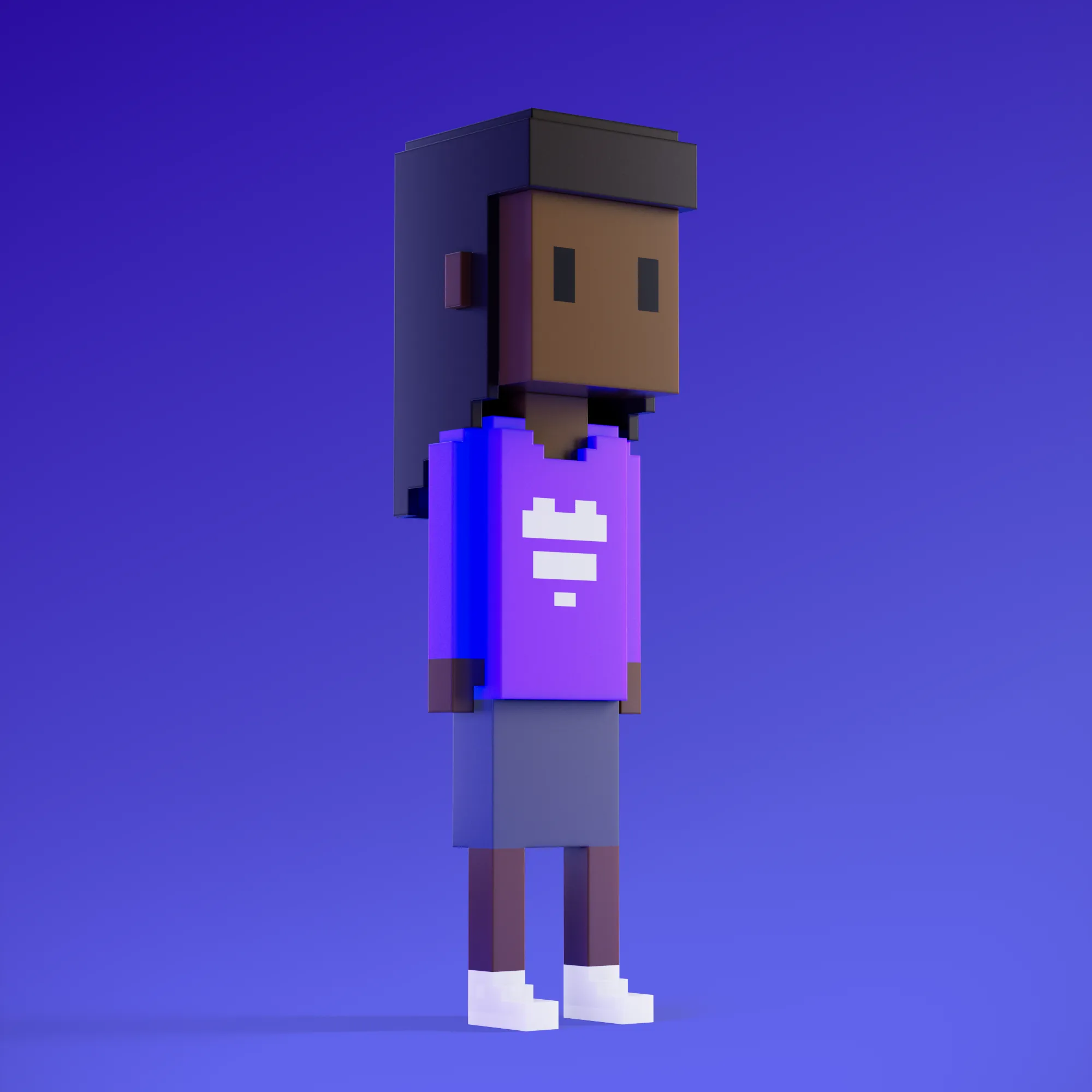 Meebits are 20,000 unique 3D voxel characters created by a custom generative algorithm.