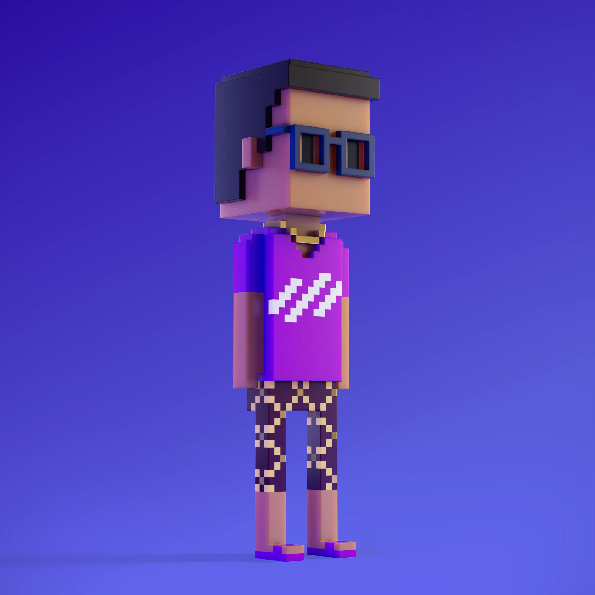 Meebits are 20,000 unique 3D voxel characters created by a custom generative algorithm.