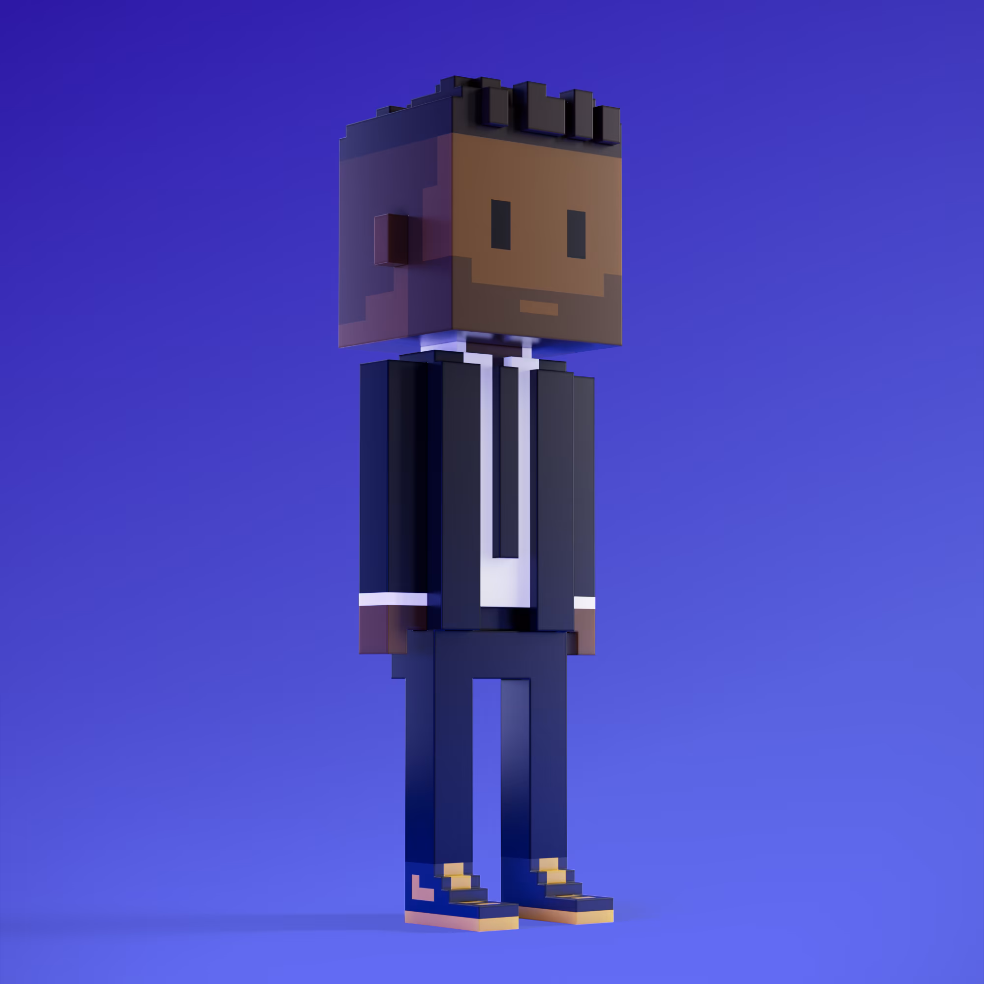 Meebits are 20,000 unique 3D voxel characters created by a custom generative algorithm.
