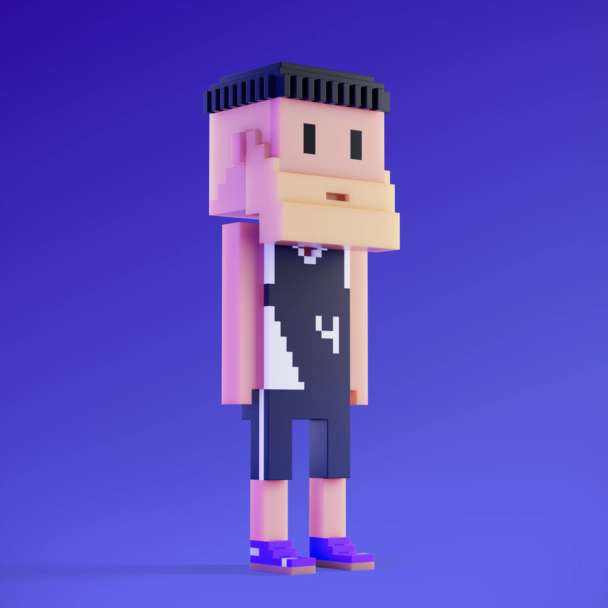 Meebits are 20,000 unique 3D voxel characters created by a custom generative algorithm.
