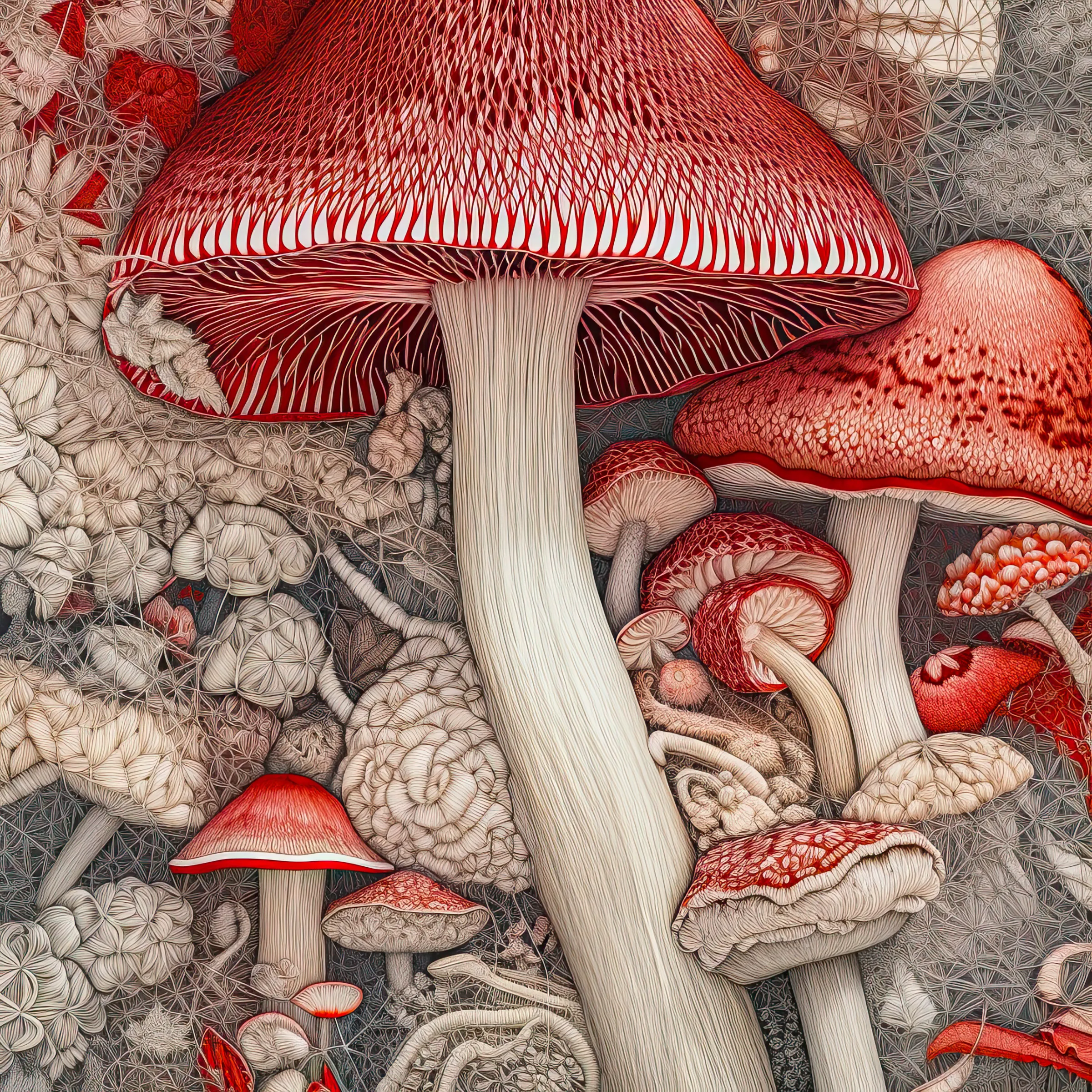 Welcome to "Kinoko Dreams," a collection of Japanese artworks inspired by my adventures in the magical world of mushroom picking in Japan.

Imagine spending weekends in the autumn, not at home, but in the forests around Tokyo with my dad's work buddies. It seemed a bit strange at first – choosing colleagues over family during free time. But in Japan, work is more than just a job; it's like a second family, a big part of social life.

Our journeys took us to places like Chichibu-Tama-Kai National Park and the Okutama region, where diverse flora, including lots of mushrooms, awaited. Together, we collected these little treasures as a way to bond, relax, and shake off stress.

While picking mushrooms, my friends shared captivating stories about Japanese myths tied to these fungi. One story stood out – the Matsutake myth. It's a pine mushroom symbolizing good fortune and happiness, especially during the beautiful autumn harvest season.

We also discovered other awesome mushrooms like Shiitake, Maitake, and Enoki. Each had its own story and importance, even in Japanese cooking. Recipes were shared, making our mushroom adventures not just about picking but also about creating delicious meals together.

All these incredible memories sparked the idea to turn my experiences into art. "Kinoko Dreams" is a way to share the joy, stories, and magic of mushrooms with you. These artworks, filled with love and nostalgia, will be released during NFT Paris with Bright Moments, inviting you to join the whimsical journey of "Kinoko Dreams."