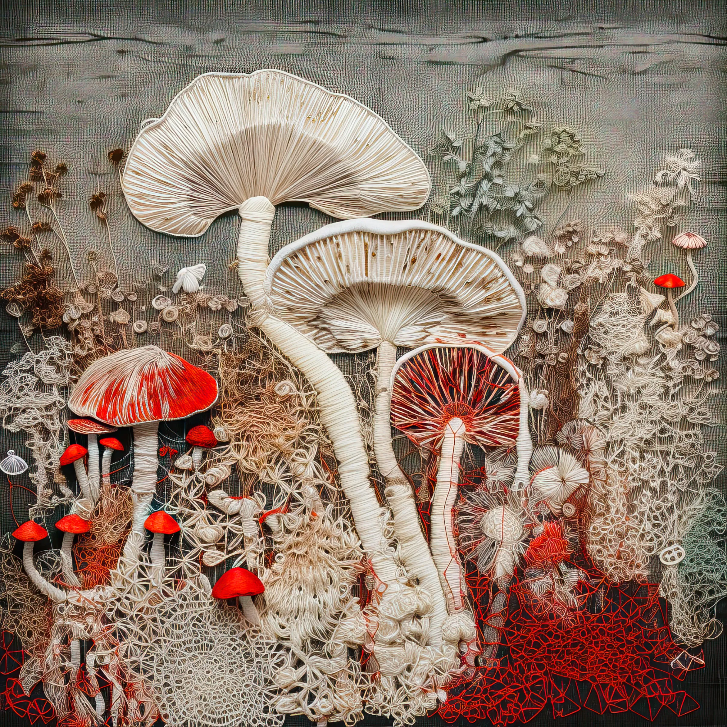 Welcome to "Kinoko Dreams," a collection of Japanese artworks inspired by my adventures in the magical world of mushroom picking in Japan.

Imagine spending weekends in the autumn, not at home, but in the forests around Tokyo with my dad's work buddies. It seemed a bit strange at first – choosing colleagues over family during free time. But in Japan, work is more than just a job; it's like a second family, a big part of social life.

Our journeys took us to places like Chichibu-Tama-Kai National Park and the Okutama region, where diverse flora, including lots of mushrooms, awaited. Together, we collected these little treasures as a way to bond, relax, and shake off stress.

While picking mushrooms, my friends shared captivating stories about Japanese myths tied to these fungi. One story stood out – the Matsutake myth. It's a pine mushroom symbolizing good fortune and happiness, especially during the beautiful autumn harvest season.

We also discovered other awesome mushrooms like Shiitake, Maitake, and Enoki. Each had its own story and importance, even in Japanese cooking. Recipes were shared, making our mushroom adventures not just about picking but also about creating delicious meals together.

All these incredible memories sparked the idea to turn my experiences into art. "Kinoko Dreams" is a way to share the joy, stories, and magic of mushrooms with you. These artworks, filled with love and nostalgia, will be released during NFT Paris with Bright Moments, inviting you to join the whimsical journey of "Kinoko Dreams."