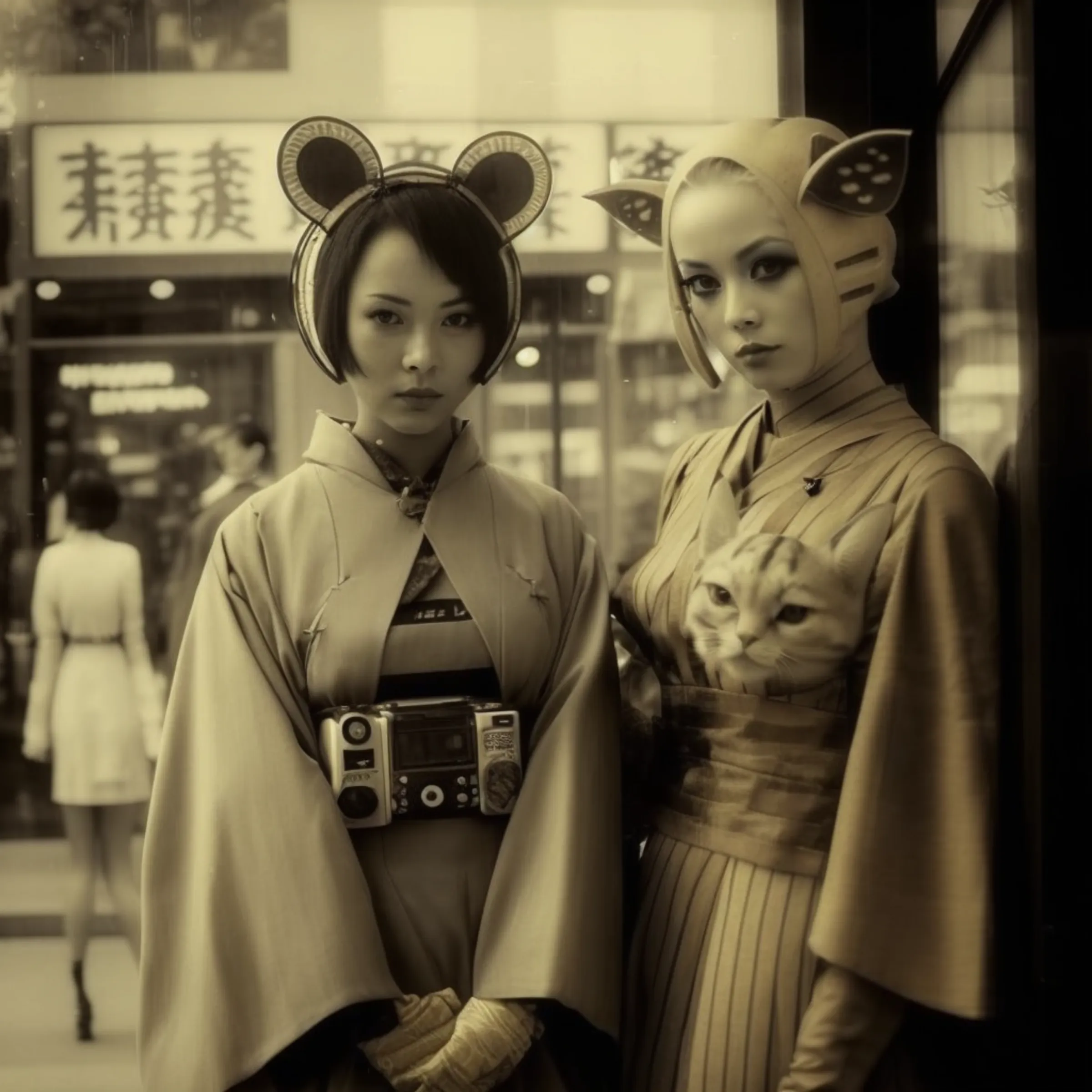 Neural Fad reimagines Tokyo street fashion history to examine the relationship between AI and memory.

In post-war Japan, distinctive magazines and television cultivated an aspirational youth culture that gave rise to unique fashion subcultures at different train stations around Tokyo. Inspired by the rebellious spirit of each generation and their projections towards an imagined future, Kusano produces records of subcultures that never actually existed.

Reimagining the rich vocabulary and history of Tokyo street fashion through AI, the collection takes the viewer across and beyond the post-war decades of Japanese fashion history —  from the Moga and Mobo of the 1940s to the Japanese hippies known as the Fūten Tribe, the Karasu Tribe of the 90s and the Gyaru and Decora fashion of the late 90s and early 2000 — to present Tokyo street fashion as imagined beyond time. 

Through this collaboration between AI and Japanese street fashion archives that she herself contributed to as a street photographer of Harajuku fashion,  Kusano uses emerging technologies to offer a retro-futuristic intervention into the landscape of Tokyo street fashion.