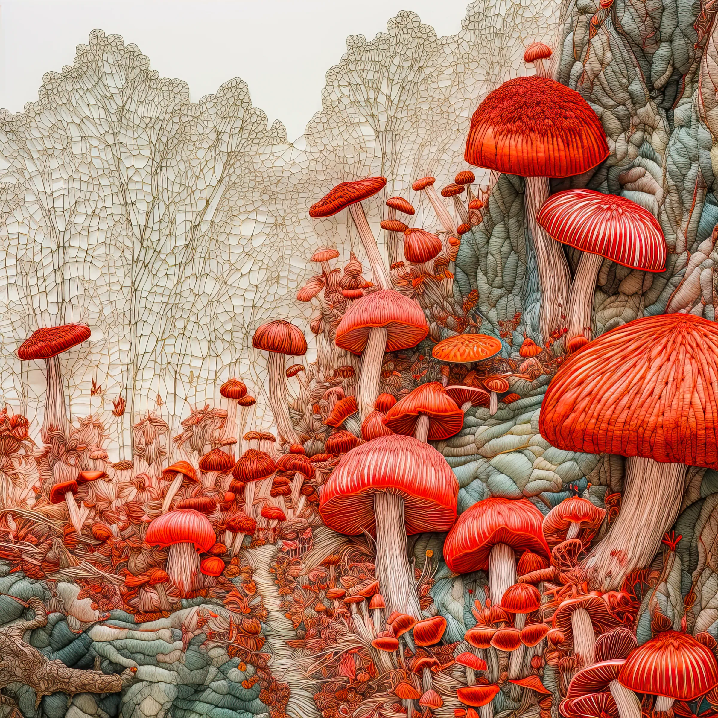 Welcome to "Kinoko Dreams," a collection of Japanese artworks inspired by my adventures in the magical world of mushroom picking in Japan.

Imagine spending weekends in the autumn, not at home, but in the forests around Tokyo with my dad's work buddies. It seemed a bit strange at first – choosing colleagues over family during free time. But in Japan, work is more than just a job; it's like a second family, a big part of social life.

Our journeys took us to places like Chichibu-Tama-Kai National Park and the Okutama region, where diverse flora, including lots of mushrooms, awaited. Together, we collected these little treasures as a way to bond, relax, and shake off stress.

While picking mushrooms, my friends shared captivating stories about Japanese myths tied to these fungi. One story stood out – the Matsutake myth. It's a pine mushroom symbolizing good fortune and happiness, especially during the beautiful autumn harvest season.

We also discovered other awesome mushrooms like Shiitake, Maitake, and Enoki. Each had its own story and importance, even in Japanese cooking. Recipes were shared, making our mushroom adventures not just about picking but also about creating delicious meals together.

All these incredible memories sparked the idea to turn my experiences into art. "Kinoko Dreams" is a way to share the joy, stories, and magic of mushrooms with you. These artworks, filled with love and nostalgia, will be released during NFT Paris with Bright Moments, inviting you to join the whimsical journey of "Kinoko Dreams."
