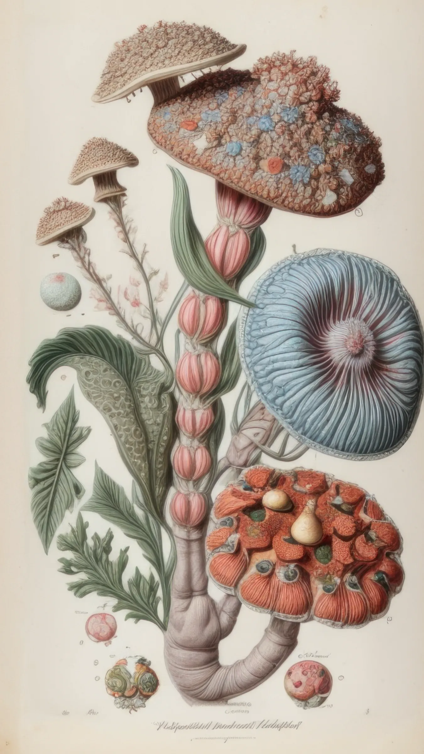 Part of the wider _Artificial Botany_ (2019) series, the _Unseen Flora_ collection shines a spotlight on the fantastical and surreal botanical illustrations created by four British scientists and artists: Charlotte Bancroft, Beatrice Hastings, Edmund Thorne and Theodore Winslow.
The collection has as its focus the concept of truth, contextualised in the contemporary digital age where the boundaries between real and virtual, natural and artificial, seem to become more and more obscure. Especially after the sudden influx of innovative technologies led by AI language models and image generation systems, the notion of truth has become even more arbitrary, always hidden behind a thin veil of plausibility and verisimilitude.  

_Unseen Flora_ stands at the interplay between these areas: the collection wants to explore unreal but plausible histories through the visual depictions of the four illustrators, offering us an unprecedented glimpse into their imaginary botanical dimensions.