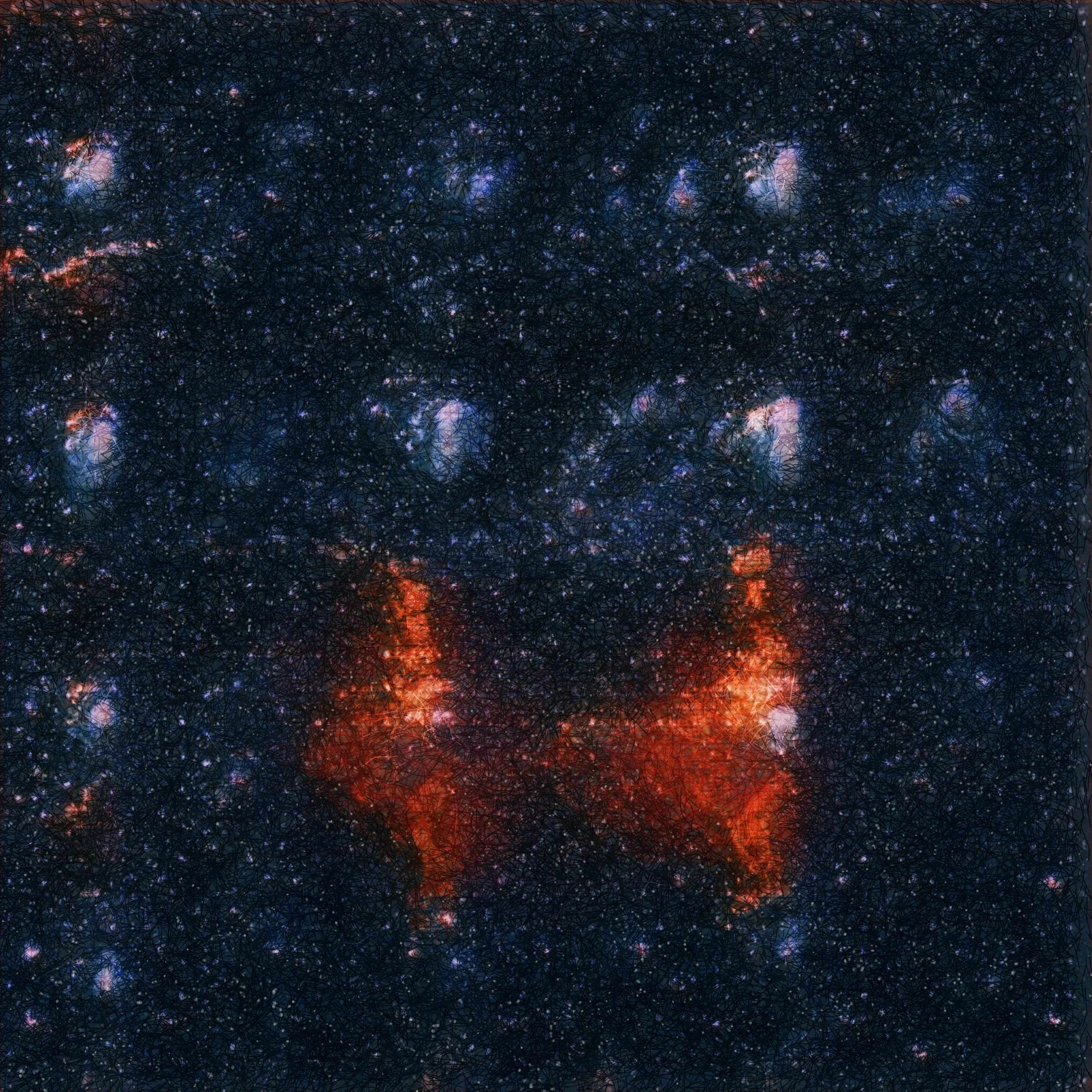 INFINITE | 無限 invites an exploration of the dichotomy between vastness and singularity, encapsulating the essence of spatial and dimensional dynamics. Moving from clearly delineated boundaries of color and shape to more nebulous and subjective, like the edges of a thought or feeling. It is an allusion to the ever-expanding nature of our universe, the inconceivable borders that define our cosmic reality.

The project alludes to the exploration of the minutiae, the absolute singular, the elemental. It invites us to broaden our perceptions of both the physical and metaphysical dimensions, as well as our understanding of the world and our place within it. The AI model, once trained, endlessly produces new visuals. The metaphorical ebb and flow of these AI-generated images, their birth, and their subsequent journey into the universe, encourage a meditative state, as if taking part in a digital transcendental journey into the heart of the cosmos.

Visuals are created with Javascript code and custom GAN model, trained by artist. Outputs are generated live with model and code hosted on Blockchain/IPFS.
Training data of the artist’s custom AI model includes paint close ups, abstract photographs and original images by ESA/Hubble (esahubble.org)

Ivona Tau
2023