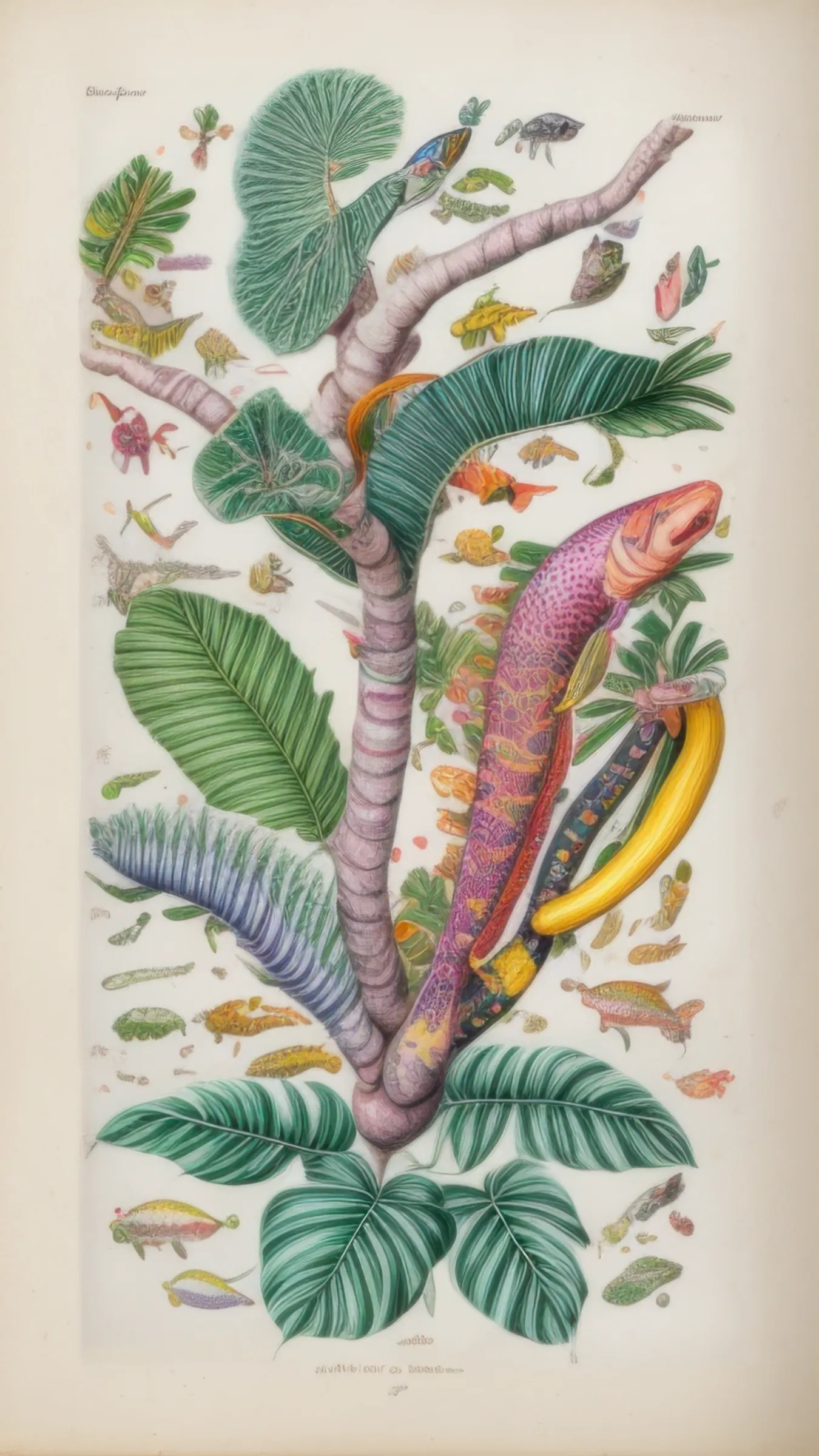 Part of the wider _Artificial Botany_ (2019) series, the _Unseen Flora_ collection shines a spotlight on the fantastical and surreal botanical illustrations created by four British scientists and artists: Charlotte Bancroft, Beatrice Hastings, Edmund Thorne and Theodore Winslow.
The collection has as its focus the concept of truth, contextualised in the contemporary digital age where the boundaries between real and virtual, natural and artificial, seem to become more and more obscure. Especially after the sudden influx of innovative technologies led by AI language models and image generation systems, the notion of truth has become even more arbitrary, always hidden behind a thin veil of plausibility and verisimilitude.  

_Unseen Flora_ stands at the interplay between these areas: the collection wants to explore unreal but plausible histories through the visual depictions of the four illustrators, offering us an unprecedented glimpse into their imaginary botanical dimensions.