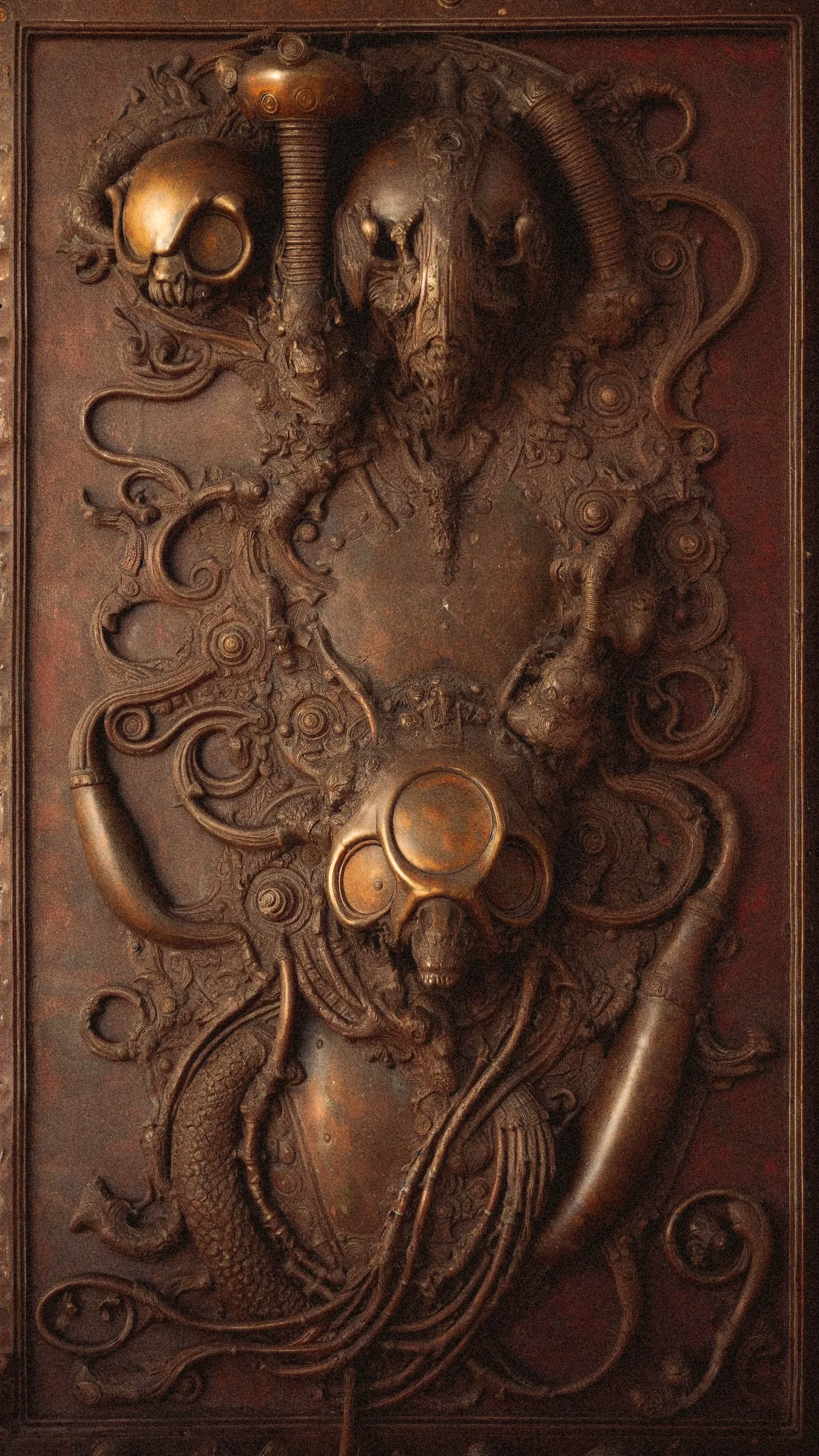 Art and mythology have long been used to express humanity's fears, from real-life predators to mythical creatures. Despite our modern distance from such dangers, our innate fears of monsters, domination, and apocalypse persist. The increased role of algorithms in daily life has raised concerns about the possibility of a General Artificial Intelligence singularity event bringing about the end of civilization. As a meta commentary on synthetic image generation through AI, 'Cenotaphs' plays with these themes by juxtaposing mythology and futurism in a provoking way in a series of 100 unique digital artworks.