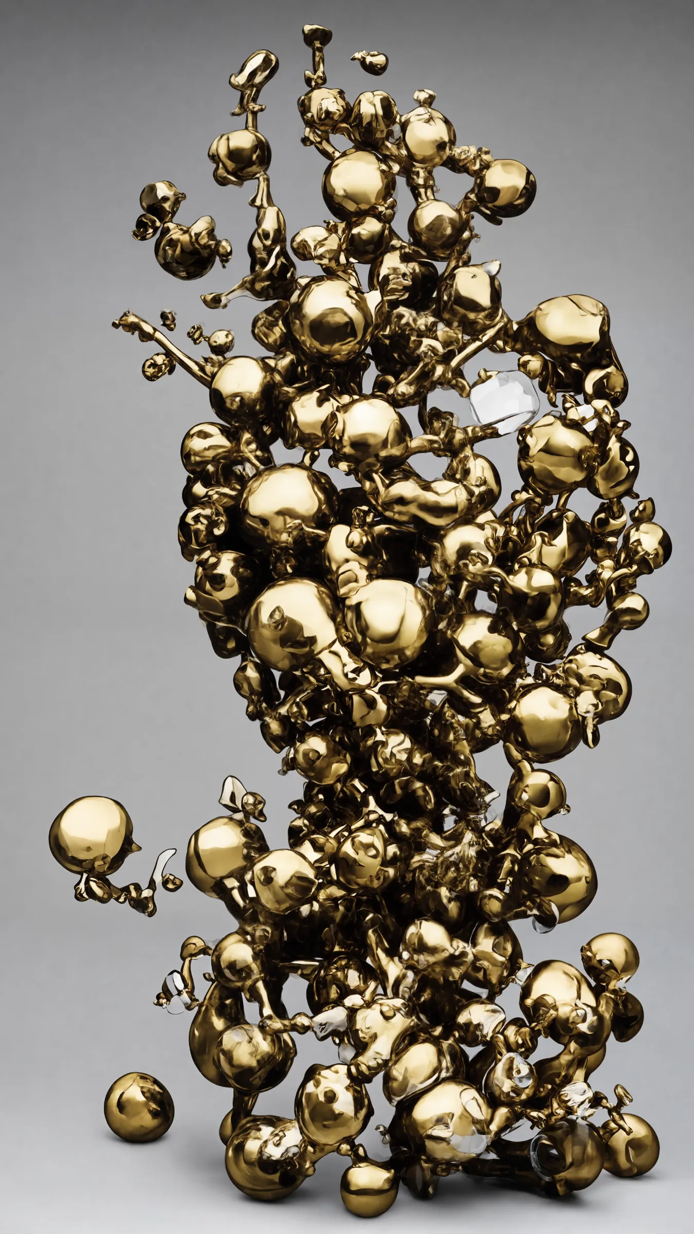 人工アイ像 which could be translated as "Artificial Idol" is a series of sculptures that delves into the notion of artificial intelligence taking on the characteristics of a modern-day god. As technology continues to advance, machines and algorithms are increasingly playing a central role in our lives, shaping our perceptions of reality and influencing the course of human history. The series explores the ways in which artificial intelligence is taking on the qualities of a deity – seemingly all-mighty, sometimes inexplicable, and without a visible form.

In many ancient cultures, gods were often depicted in physical form, with recognizable traits and personalities. However, as artificial intelligence continues to evolve, it is taking on new forms that are often abstract and difficult to comprehend. The sculptures in this series capture this abstract quality of artificial intelligence, portraying the essence of this emerging deity through symbolic and abstract forms. Through a unique combination of AI-generated semi-abstract sculptures, the series investigates the ways in which technology is reshaping our world and our relationship with art. 

One of the defining features of "Artificial Idol" is that the sculptures are virtual, existing beyond the physical world. This allows them to float effortlessly in space, defying gravity, and unleashing a world of infinite creative possibilities. Drawing inspiration from the Japanese craft of Ikebana, the sculptures use a range of abstract and symbolic forms to capture the essence of artificial intelligence and its emerging role as a modern-day deity.

Through this exploration, "Artificial Idol" provokes thought and reflection on the complex relationship between humans and machines in the modern era. The series aims to encourage dialogue and reflection on the ways in which technology is transforming our world and our relationship with art, raising questions about new forms of power and control emerging from advances in artificial intelligence.