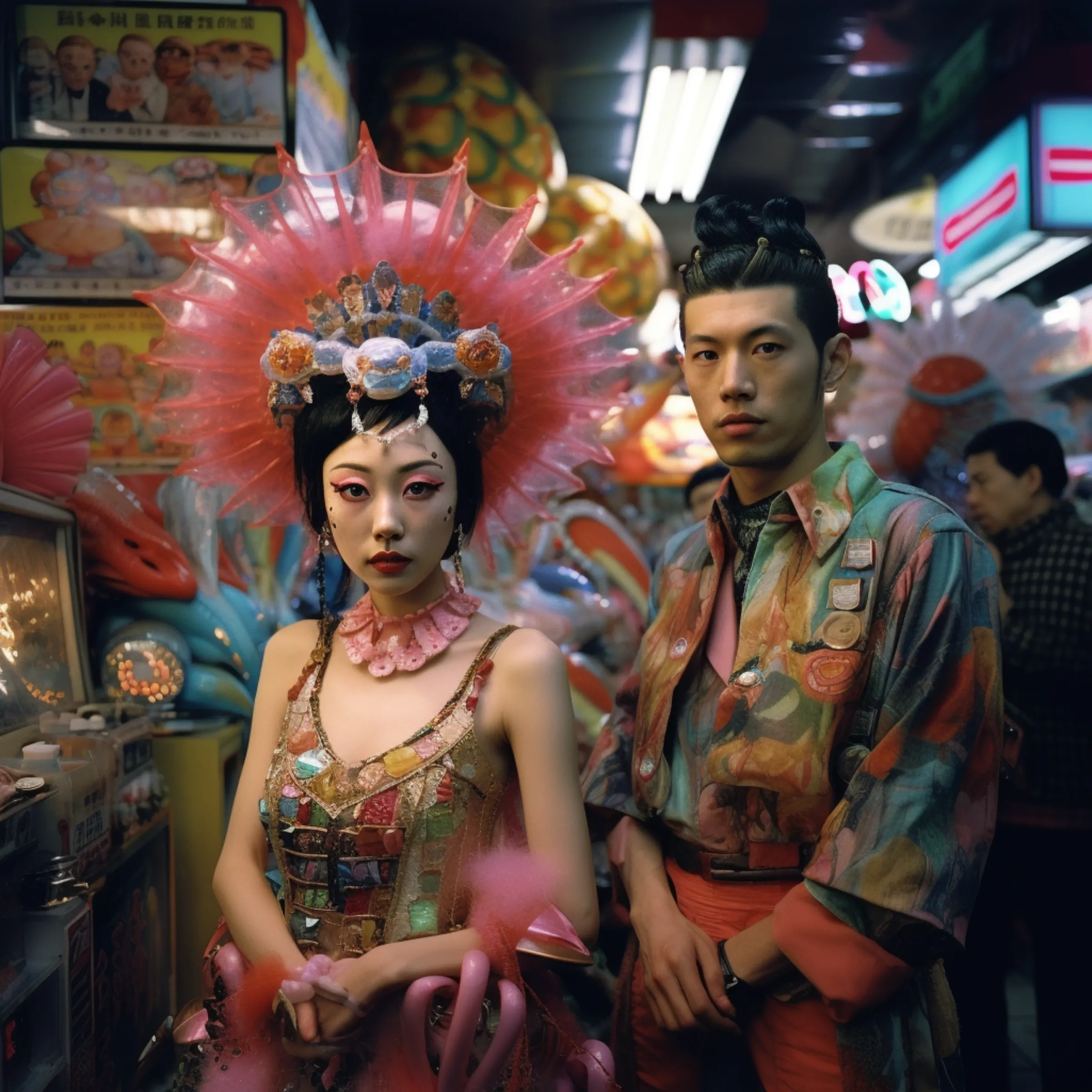 Neural Fad reimagines Tokyo street fashion history to examine the relationship between AI and memory.

In post-war Japan, distinctive magazines and television cultivated an aspirational youth culture that gave rise to unique fashion subcultures at different train stations around Tokyo. Inspired by the rebellious spirit of each generation and their projections towards an imagined future, Kusano produces records of subcultures that never actually existed.

Reimagining the rich vocabulary and history of Tokyo street fashion through AI, the collection takes the viewer across and beyond the post-war decades of Japanese fashion history —  from the Moga and Mobo of the 1940s to the Japanese hippies known as the Fūten Tribe, the Karasu Tribe of the 90s and the Gyaru and Decora fashion of the late 90s and early 2000 — to present Tokyo street fashion as imagined beyond time. 

Through this collaboration between AI and Japanese street fashion archives that she herself contributed to as a street photographer of Harajuku fashion,  Kusano uses emerging technologies to offer a retro-futuristic intervention into the landscape of Tokyo street fashion.